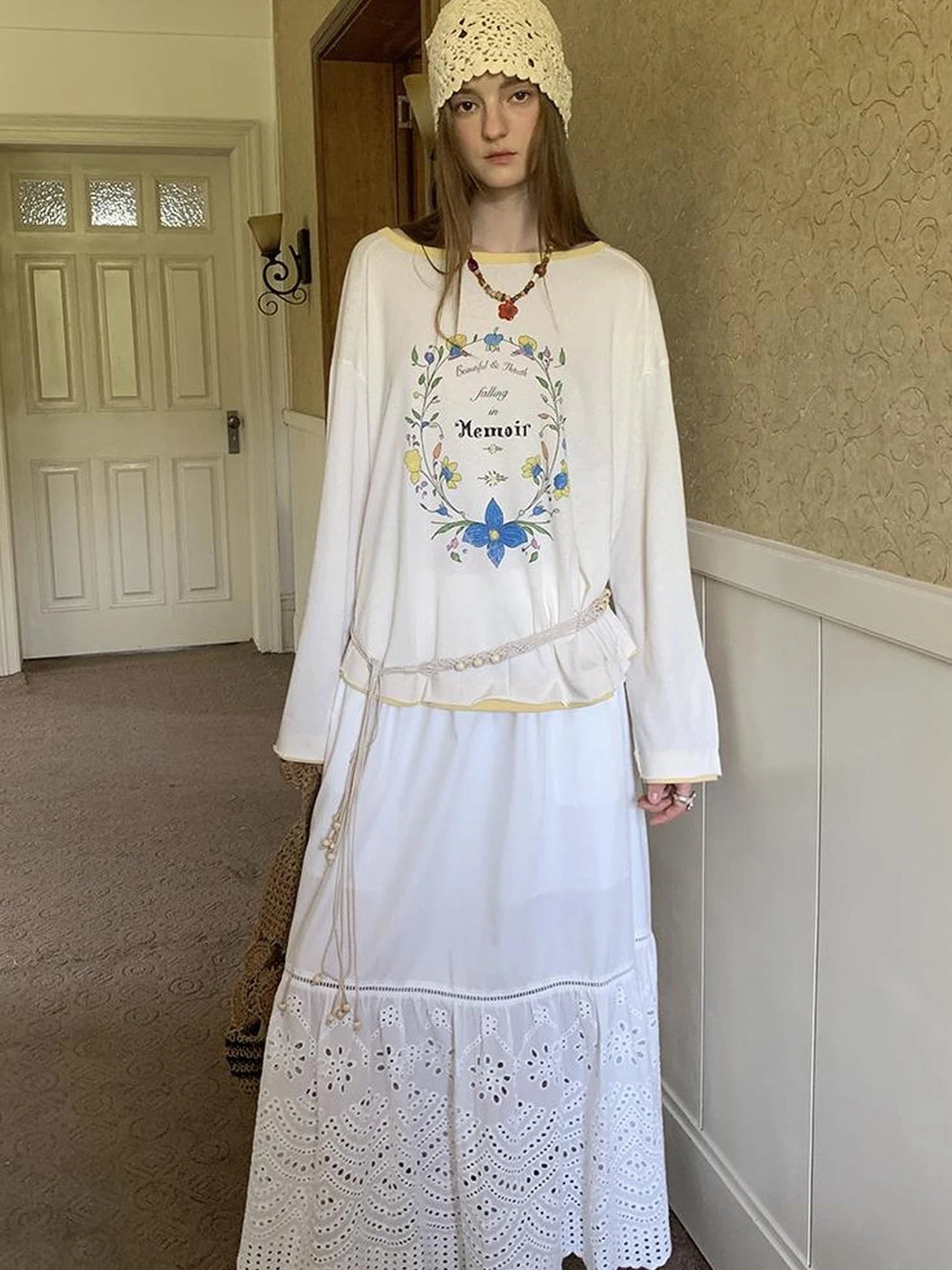 Elegant Cutout Embroidered Asymmetrical Midi Skirt