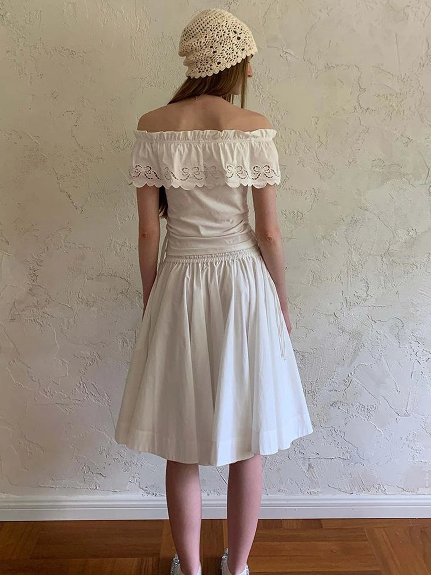 Elegant Drawstring A Line Sun Skirt In Cotton Blend