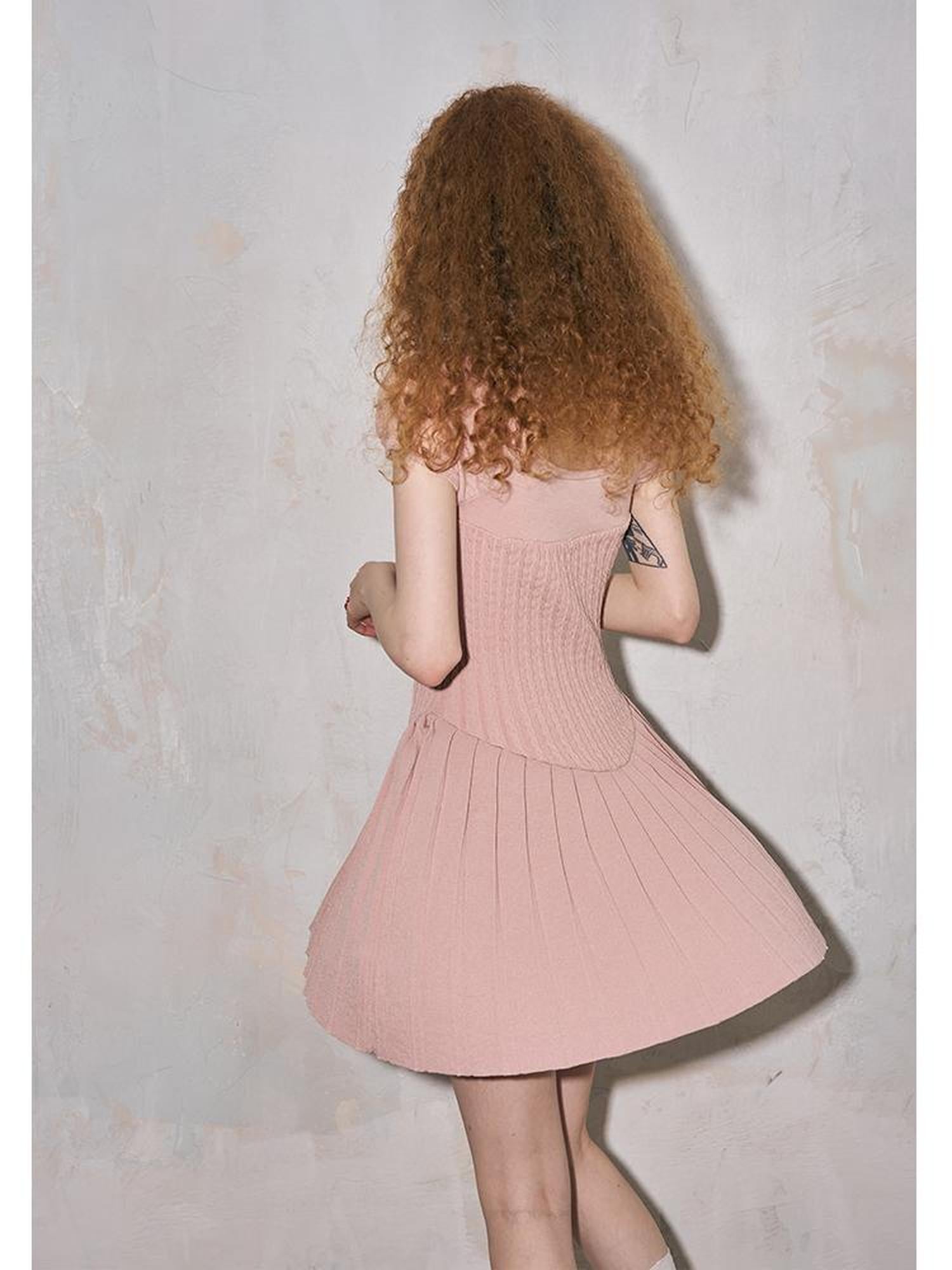 DIDDI MODA Elegant Knit Halter Neck Mini Dress With Bow Detail