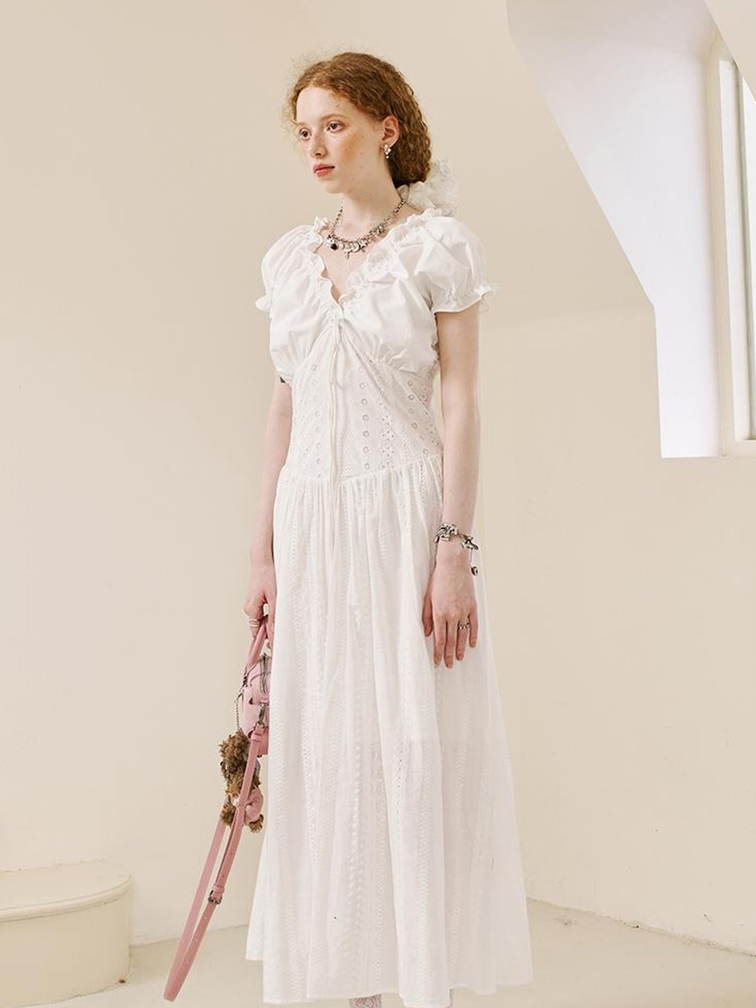 DIDDI MODA Elegant Lace French Waist Tea Dress