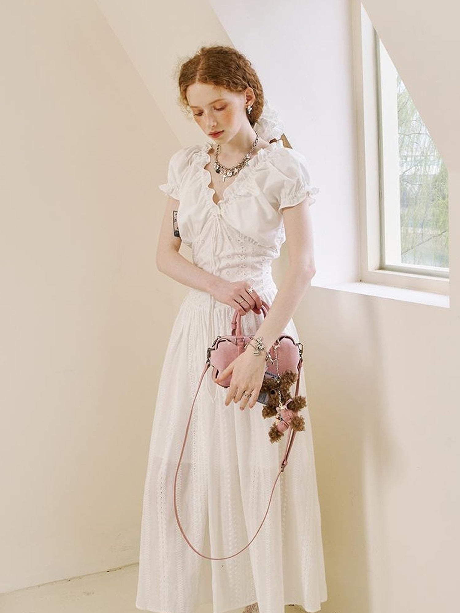 DIDDI MODA Elegant Lace French Waist Tea Dress