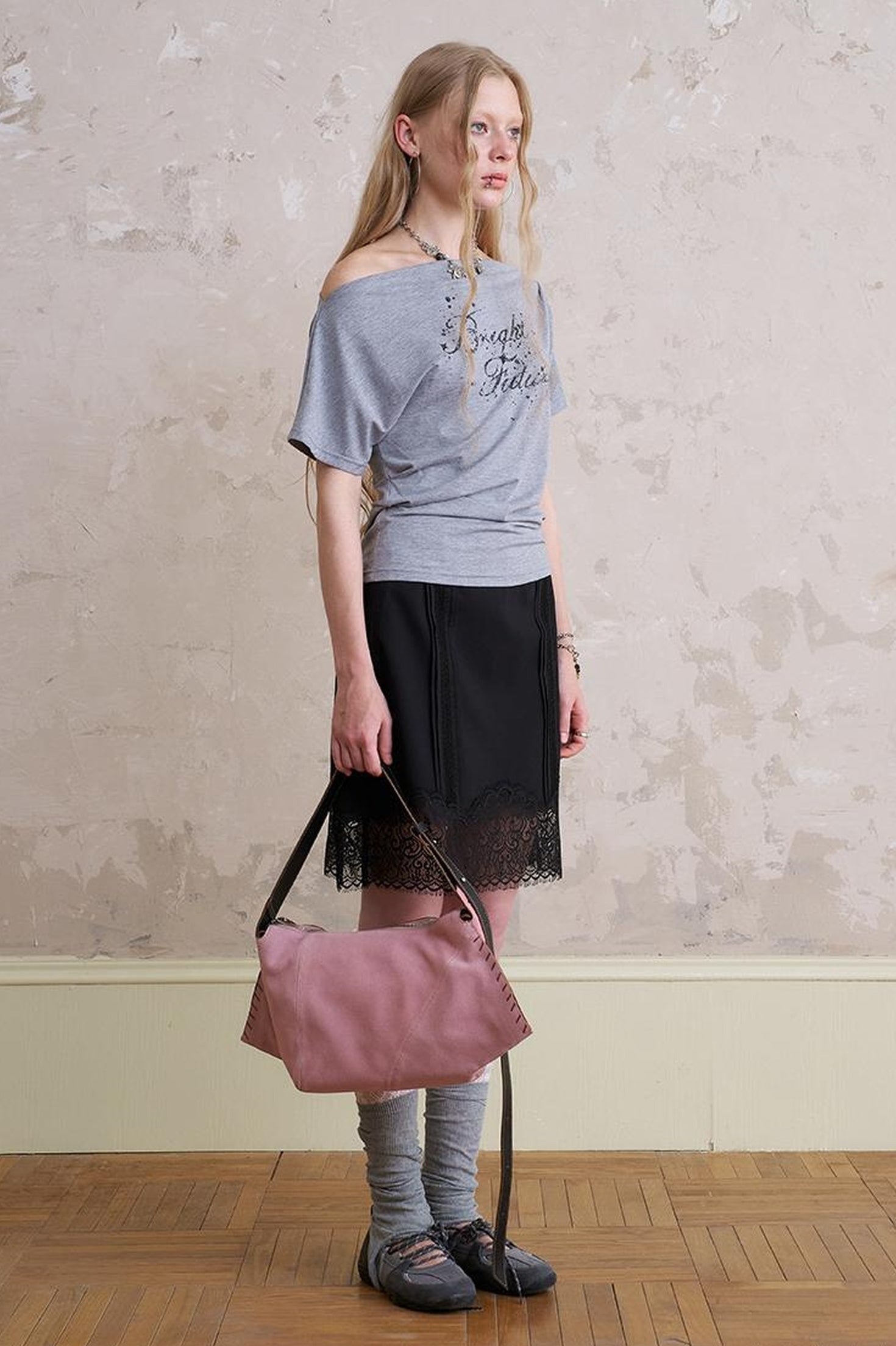 DIDDI MODA Elegant Lace Trimmed Tuck Skirt