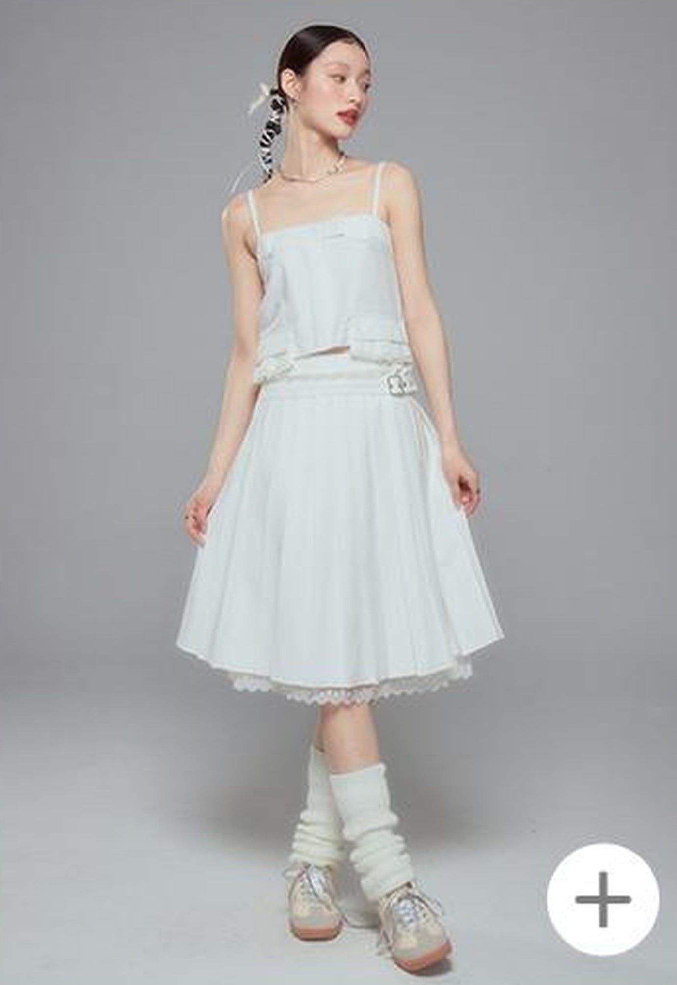 Elegant Pleated Skirt With Floral Hem A Line Silhouette