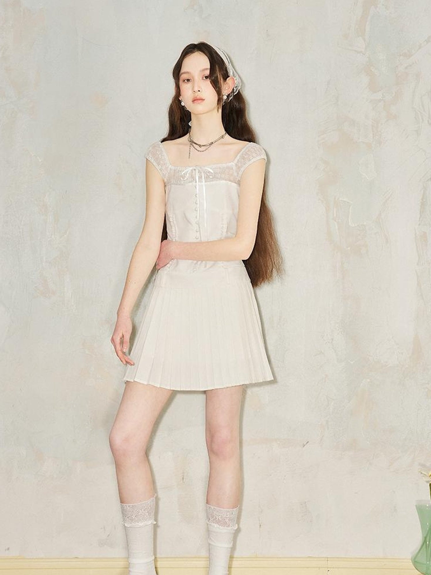 DIDDI MODA Elegant Pleated Wrap Dress With Flowy Silhouette