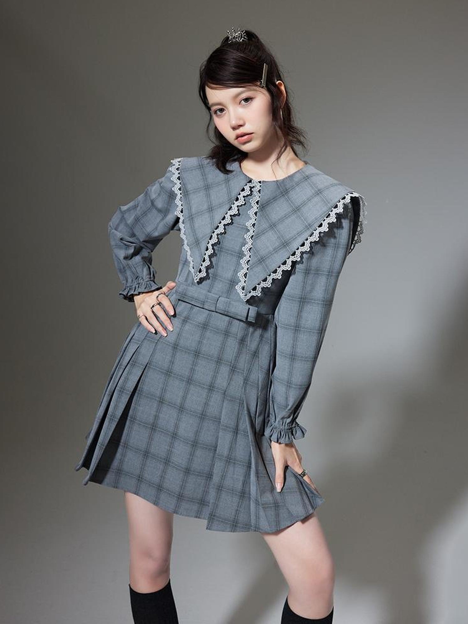 DIDDI MODA Elegant Princess Cotton A Line Dress With Bow Crystal