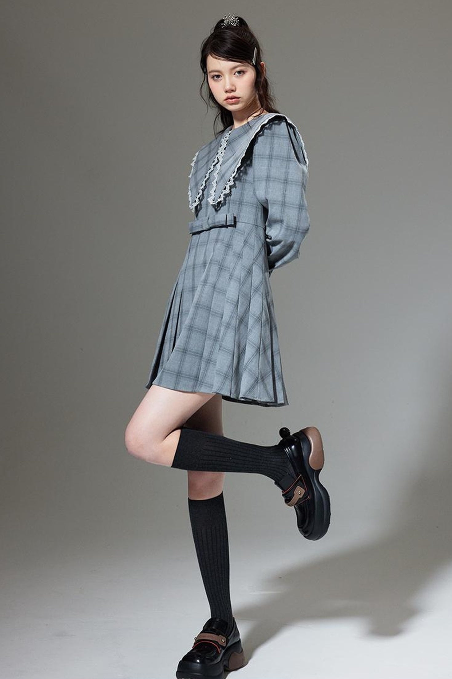 DIDDI MODA Elegant Princess Cotton A Line Dress With Bow Crystal