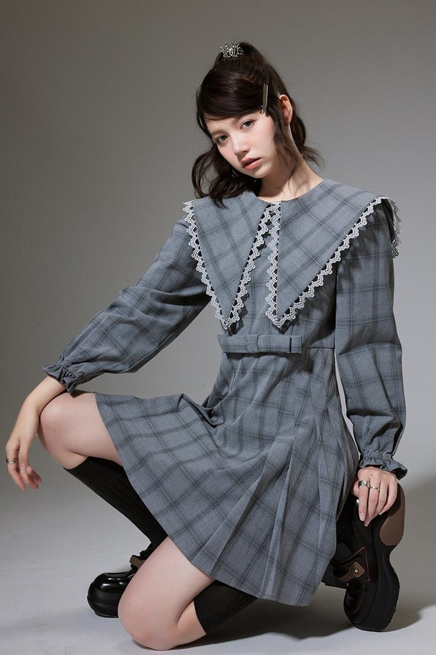 DIDDI MODA Elegant Princess Cotton A Line Dress With Bow Crystal