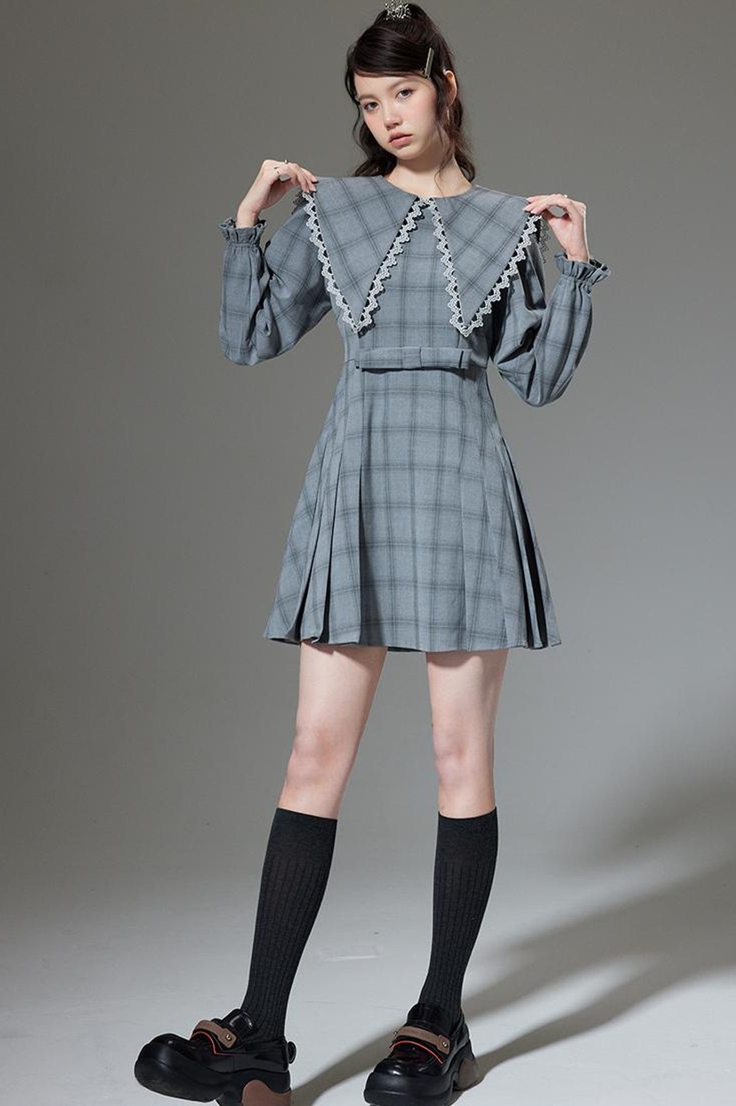 DIDDI MODA Elegant Princess Cotton A Line Dress With Bow Crystal