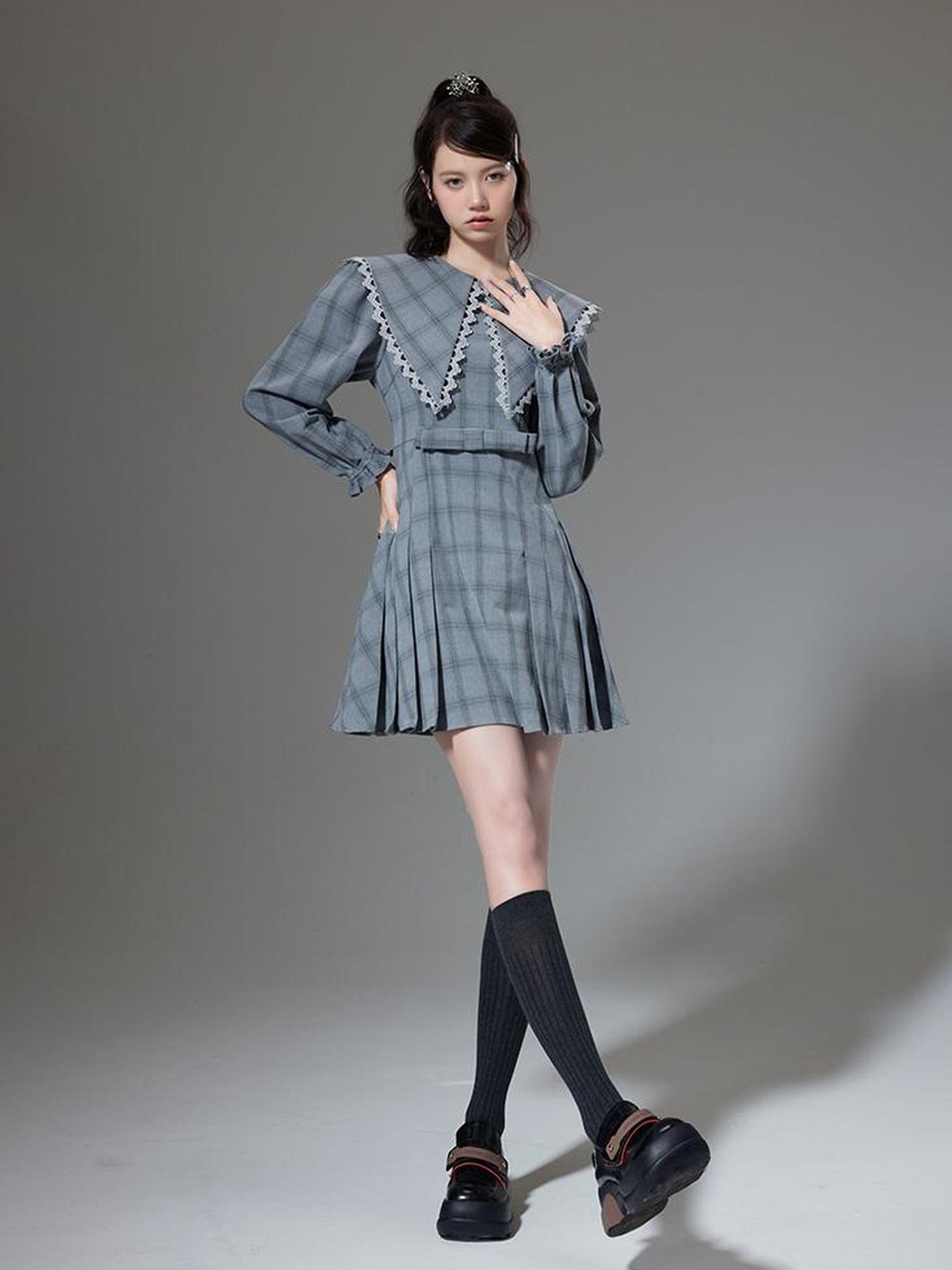 DIDDI MODA Elegant Princess Cotton A Line Dress With Bow Crystal