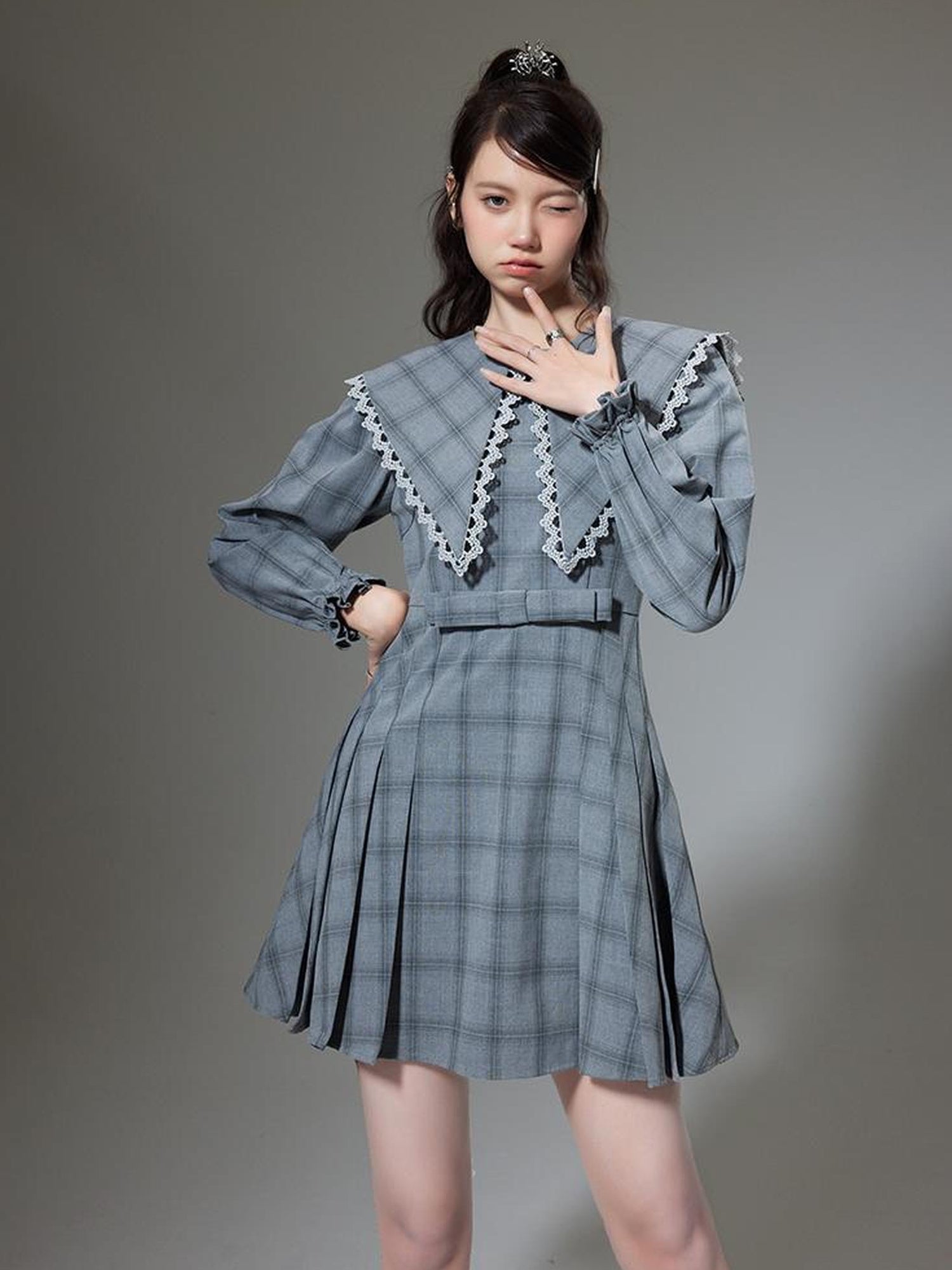 DIDDI MODA Elegant Princess Cotton A Line Dress With Bow Crystal