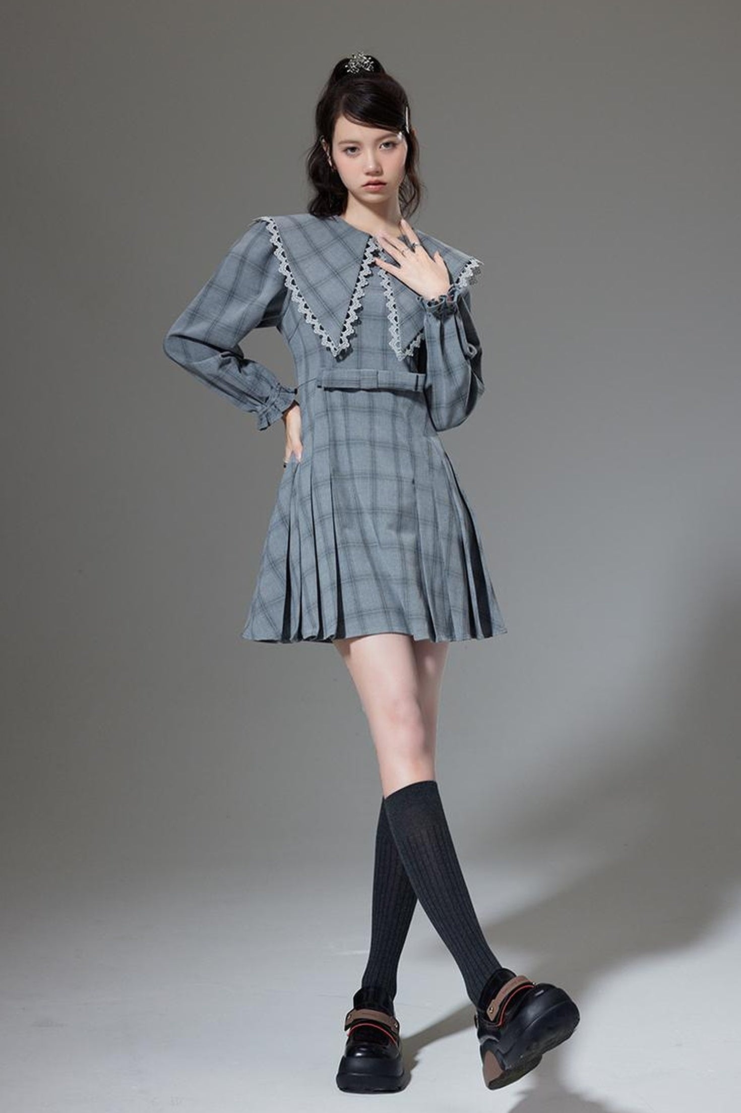 DIDDI MODA Elegant Princess Cotton A Line Dress With Bow Crystal