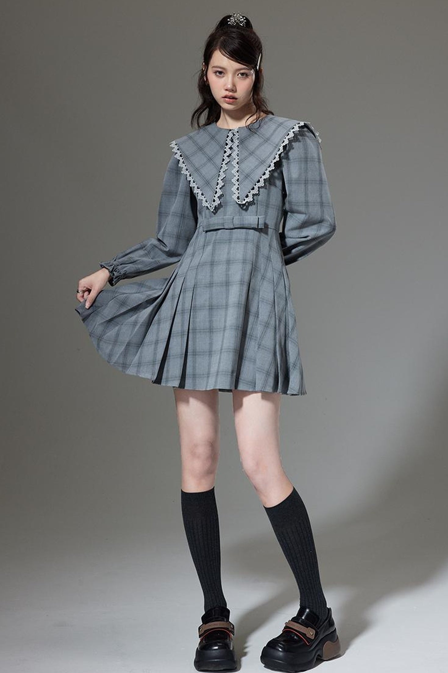 DIDDI MODA Elegant Princess Cotton A Line Dress With Bow Crystal