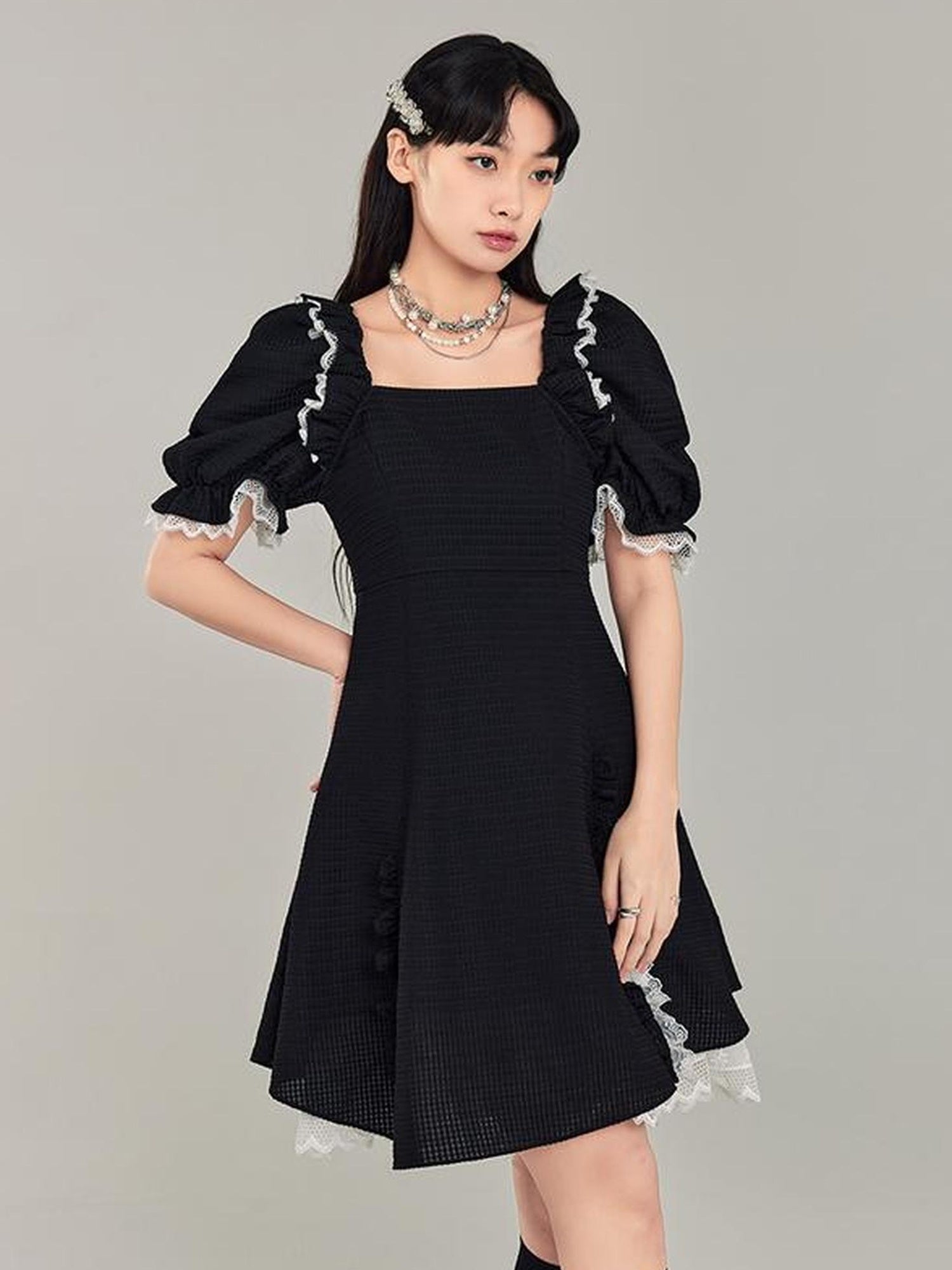 Elegant Qipao Bubble Sleeve Dress
