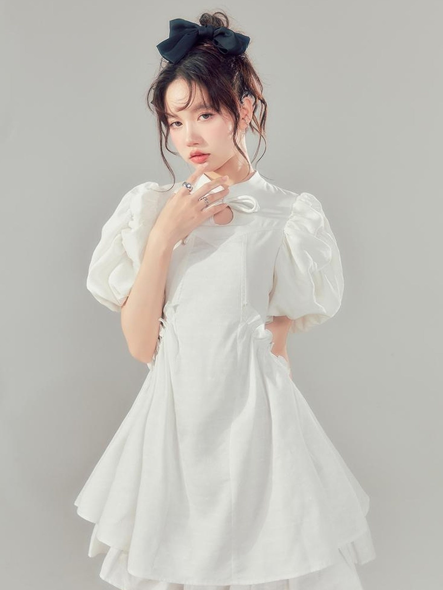 Elegant Qipao Bubble Sleeve Dress