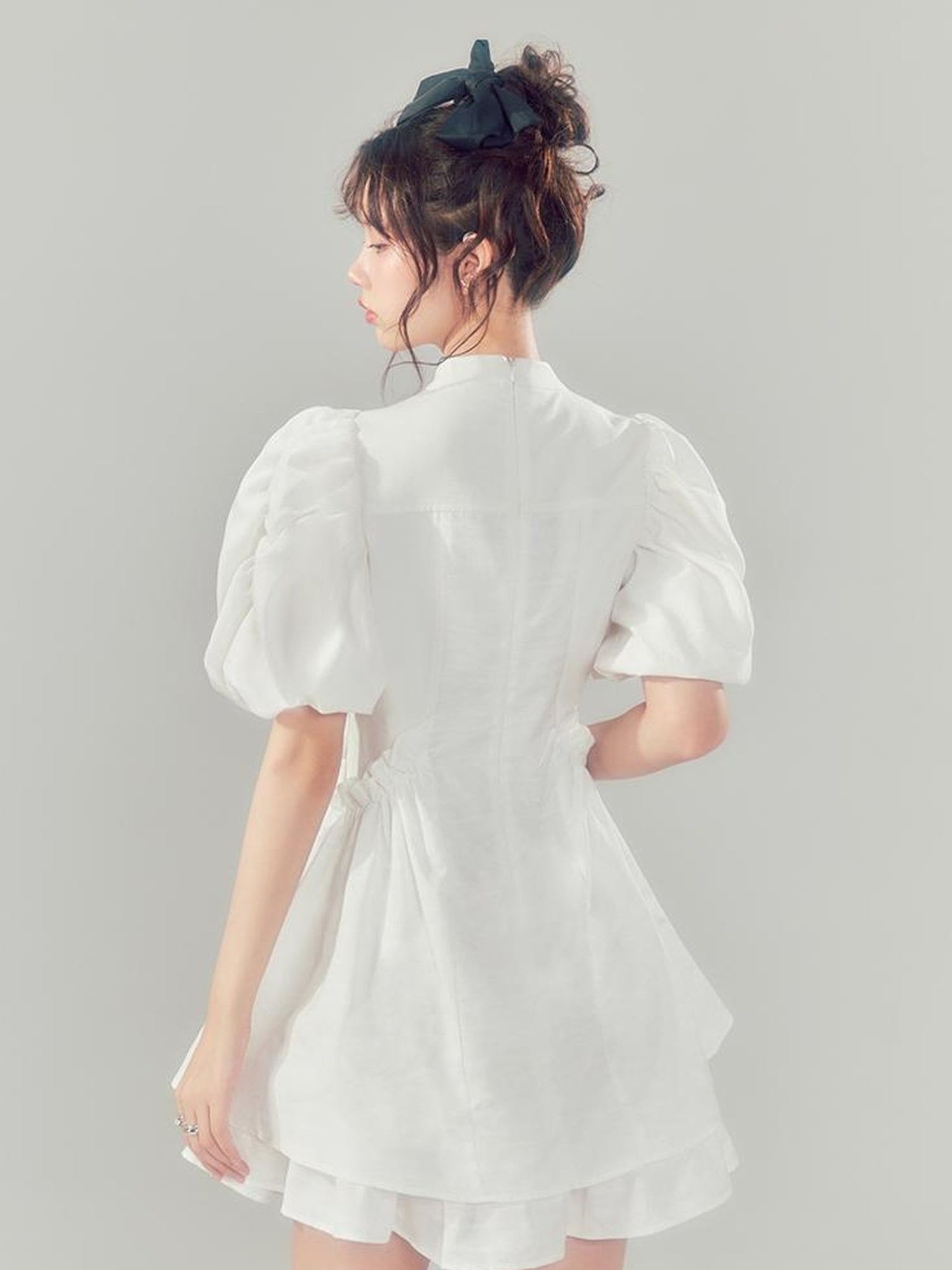 Elegant Qipao Bubble Sleeve Dress