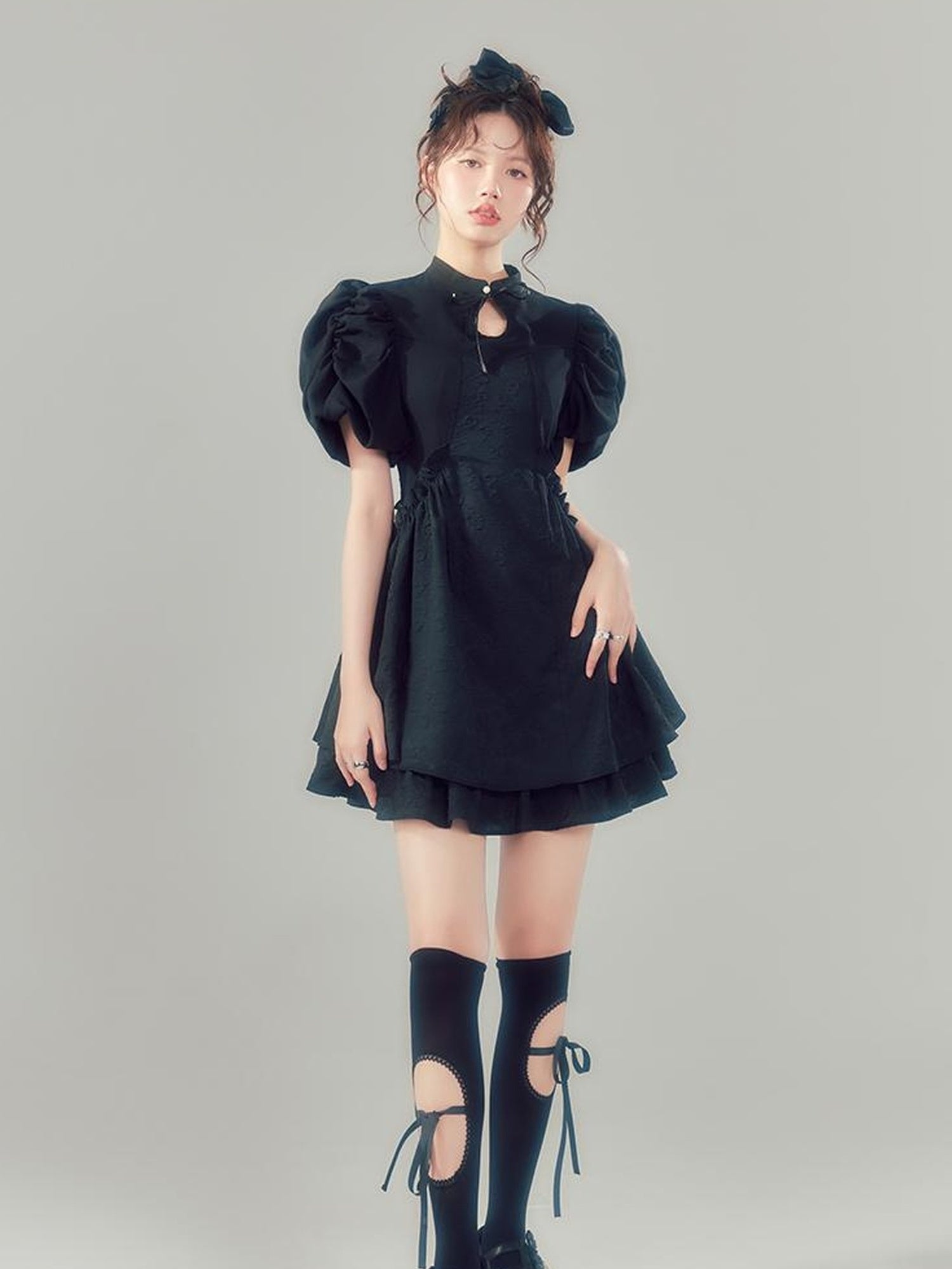 Elegant Qipao Bubble Sleeve Dress