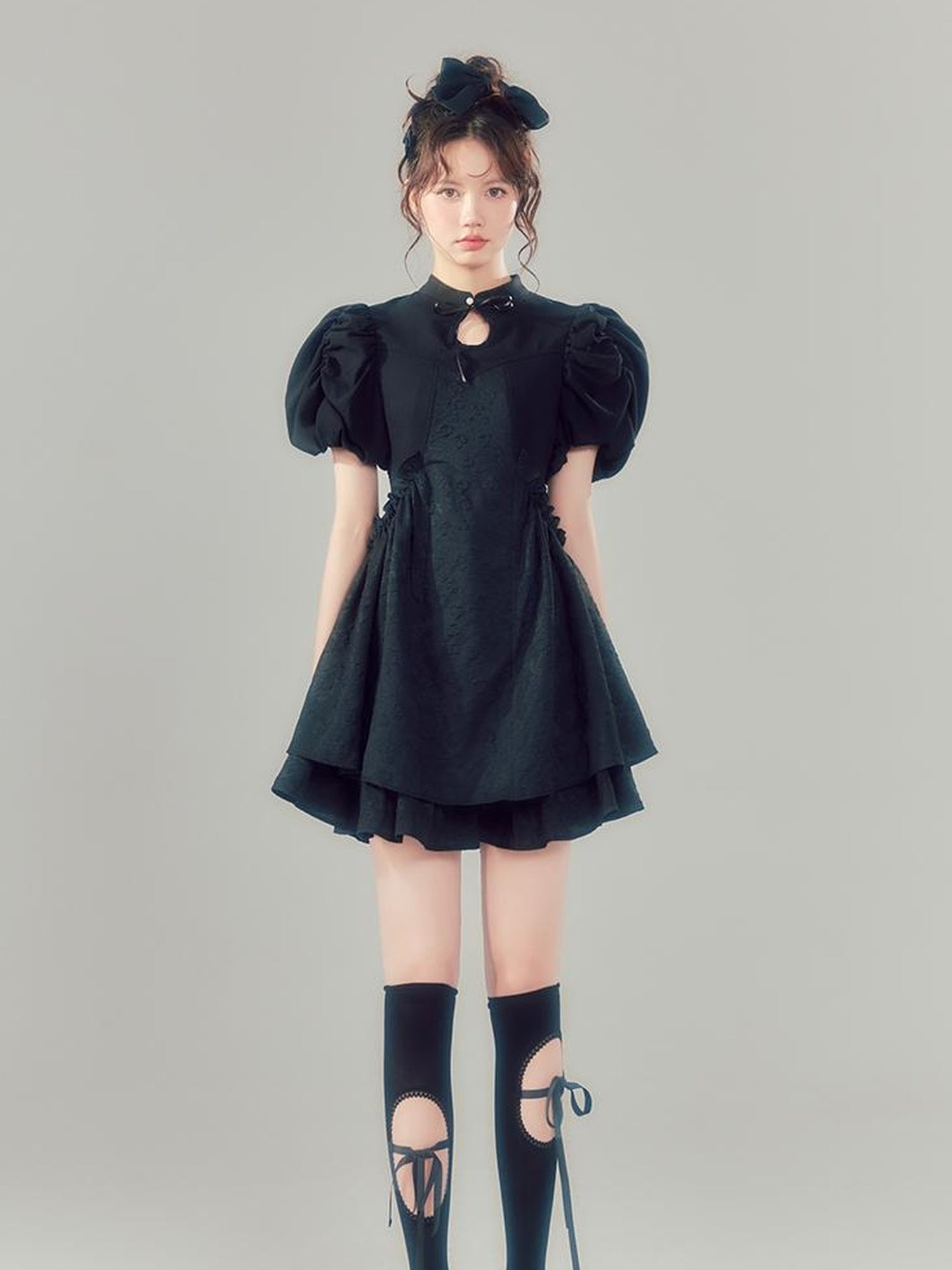 Elegant Qipao Bubble Sleeve Dress