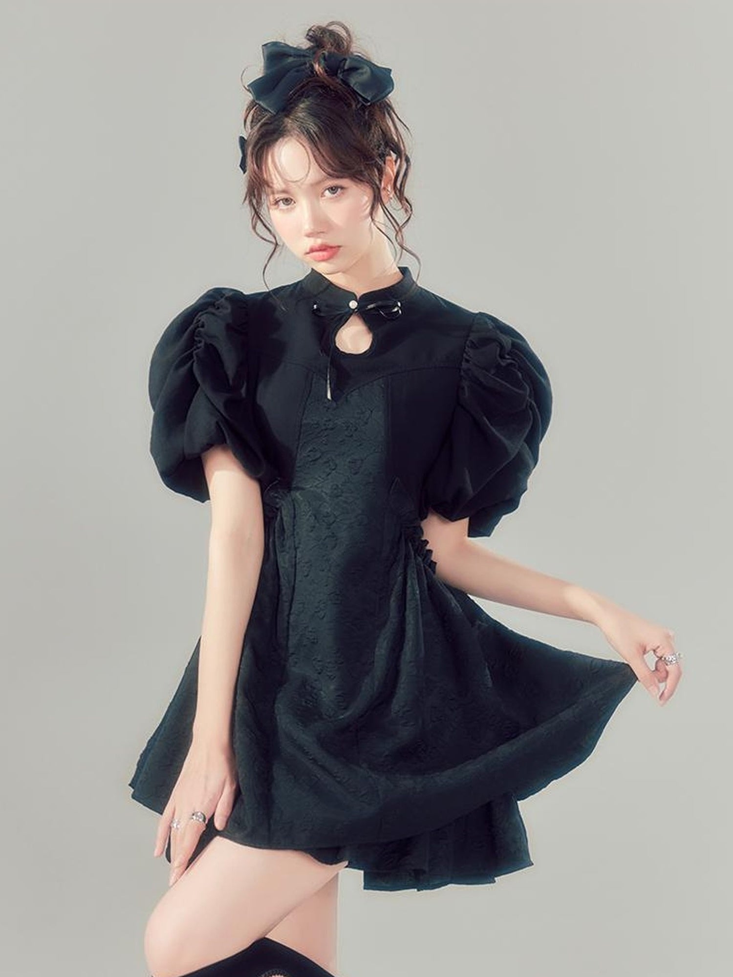 Elegant Qipao Bubble Sleeve Dress