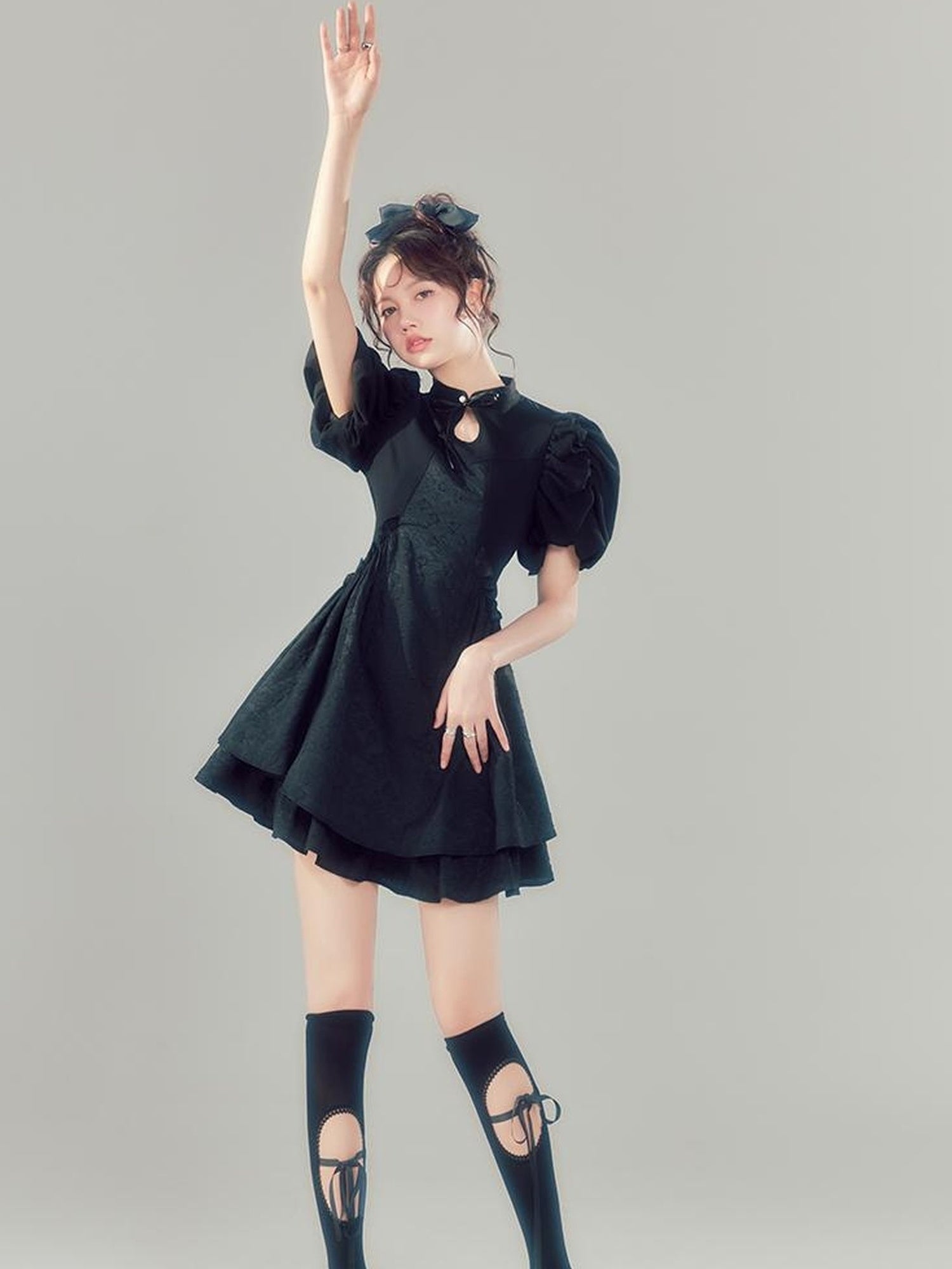 Elegant Qipao Bubble Sleeve Dress