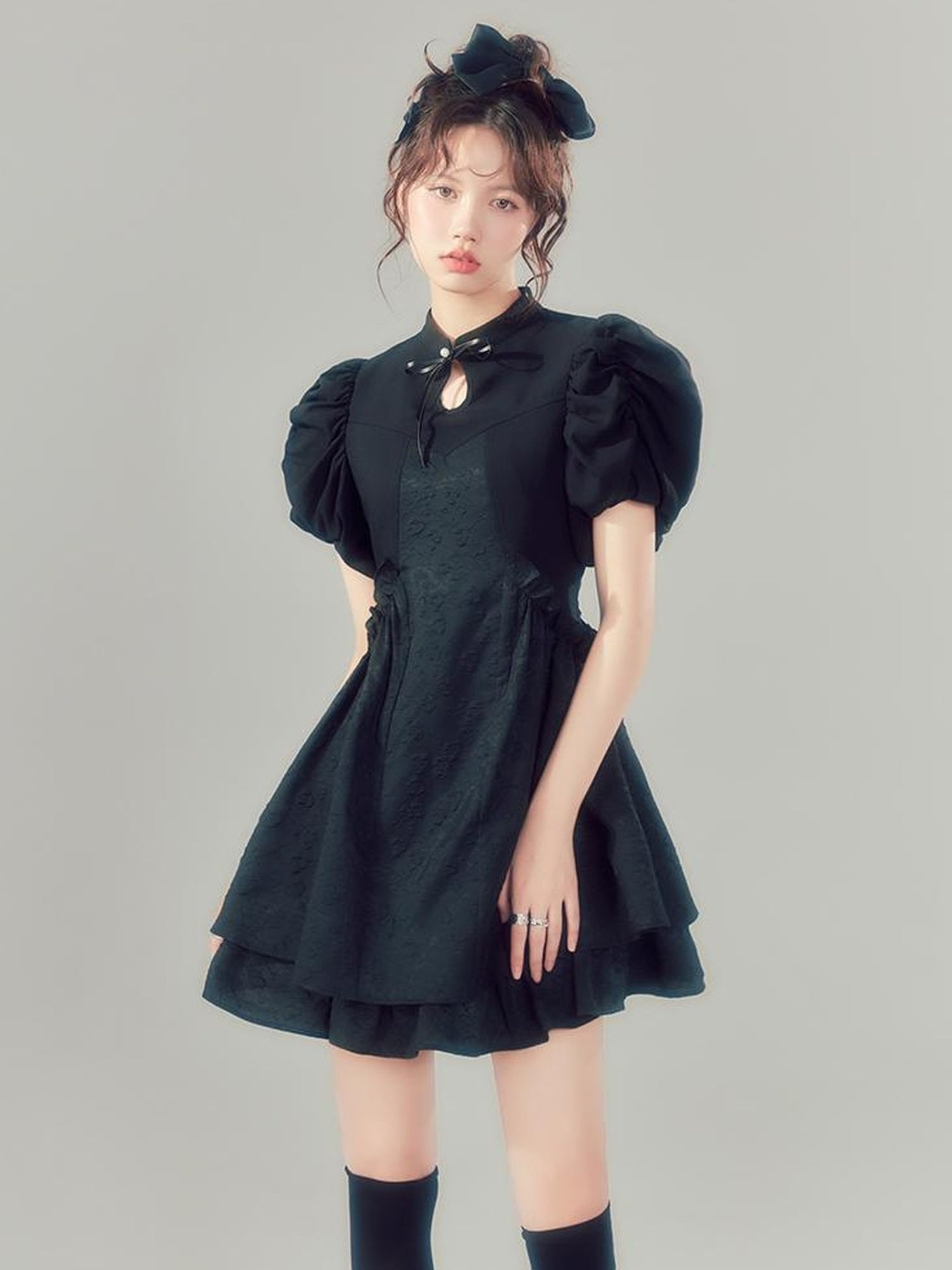 Elegant Qipao Bubble Sleeve Dress