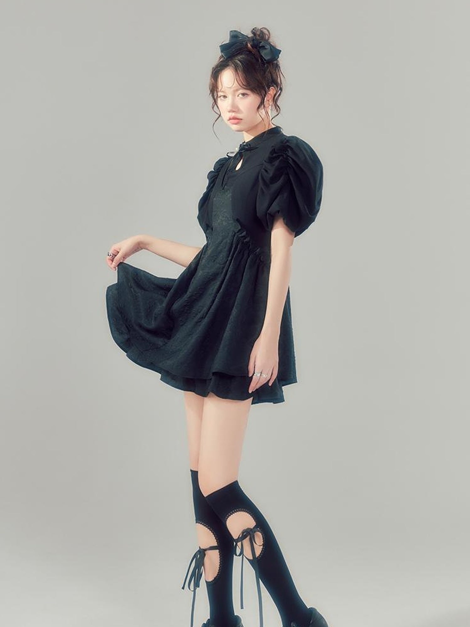 Elegant Qipao Bubble Sleeve Dress