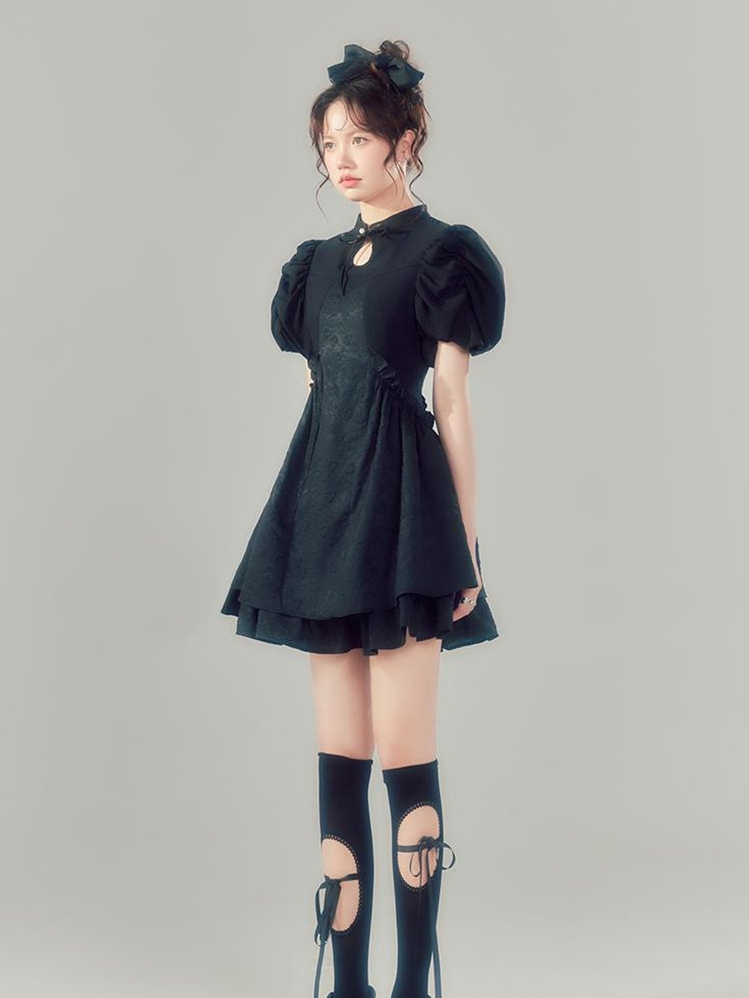 Elegant Qipao Bubble Sleeve Dress