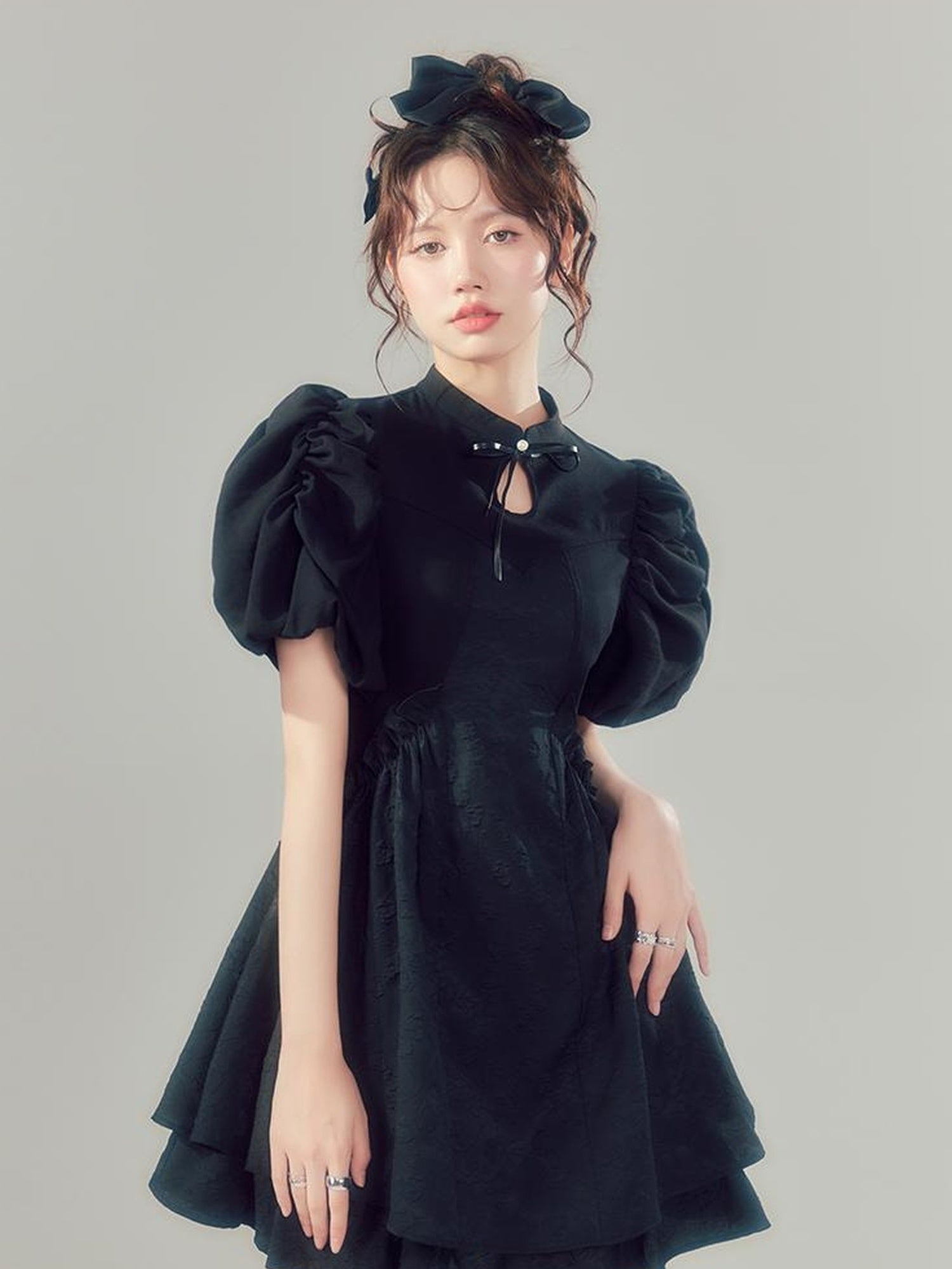 Elegant Qipao Bubble Sleeve Dress