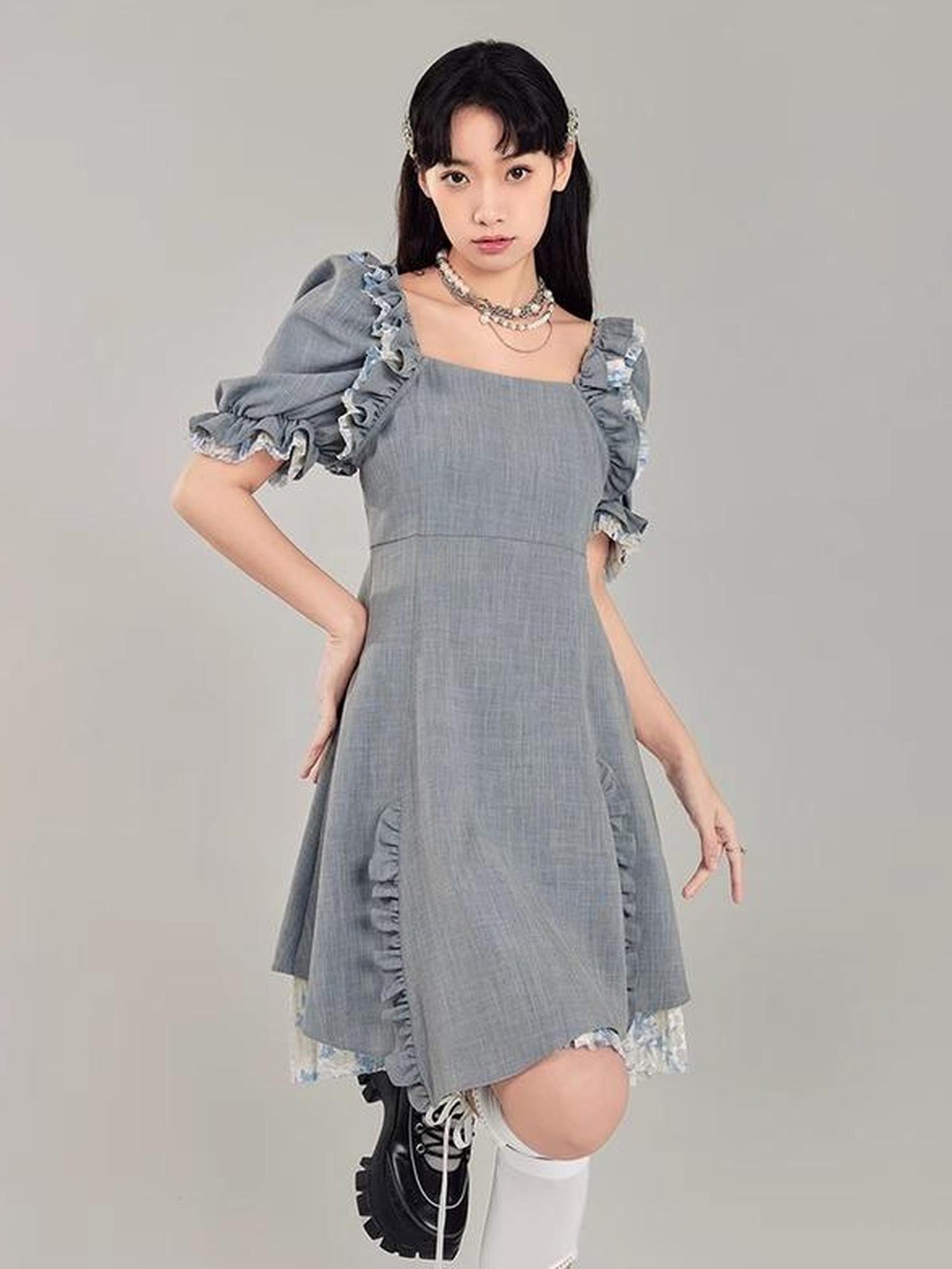 Elegant Qipao Bubble Sleeve Dress