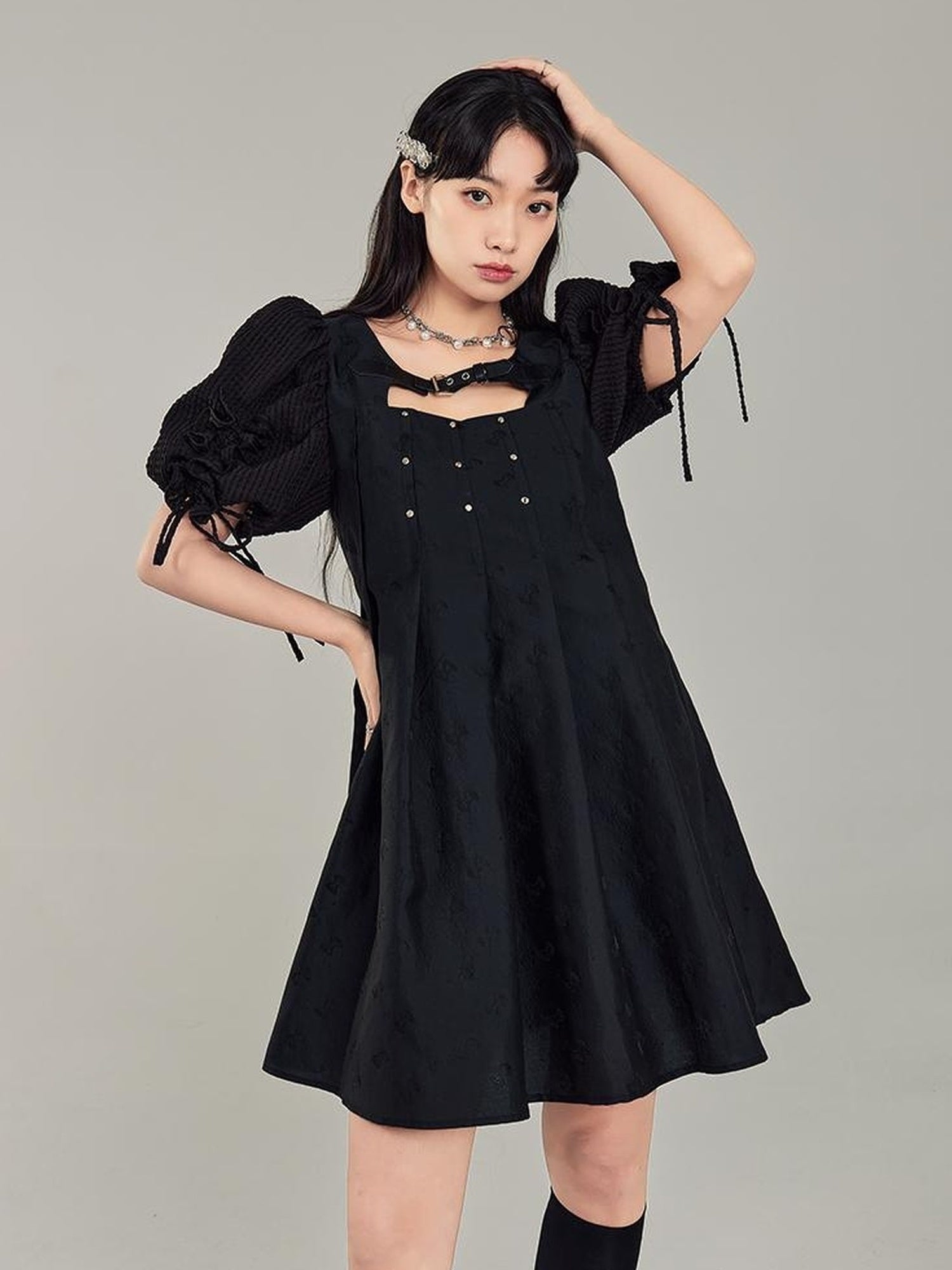 Elegant Qipao Bubble Sleeve Dress