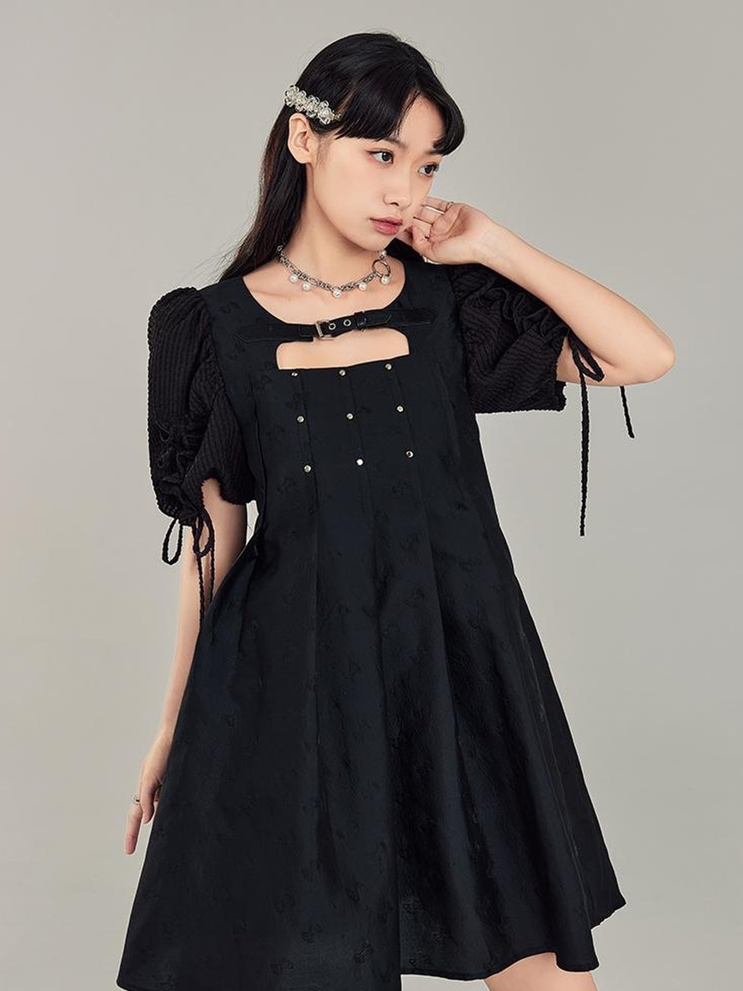 Elegant Qipao Bubble Sleeve Dress