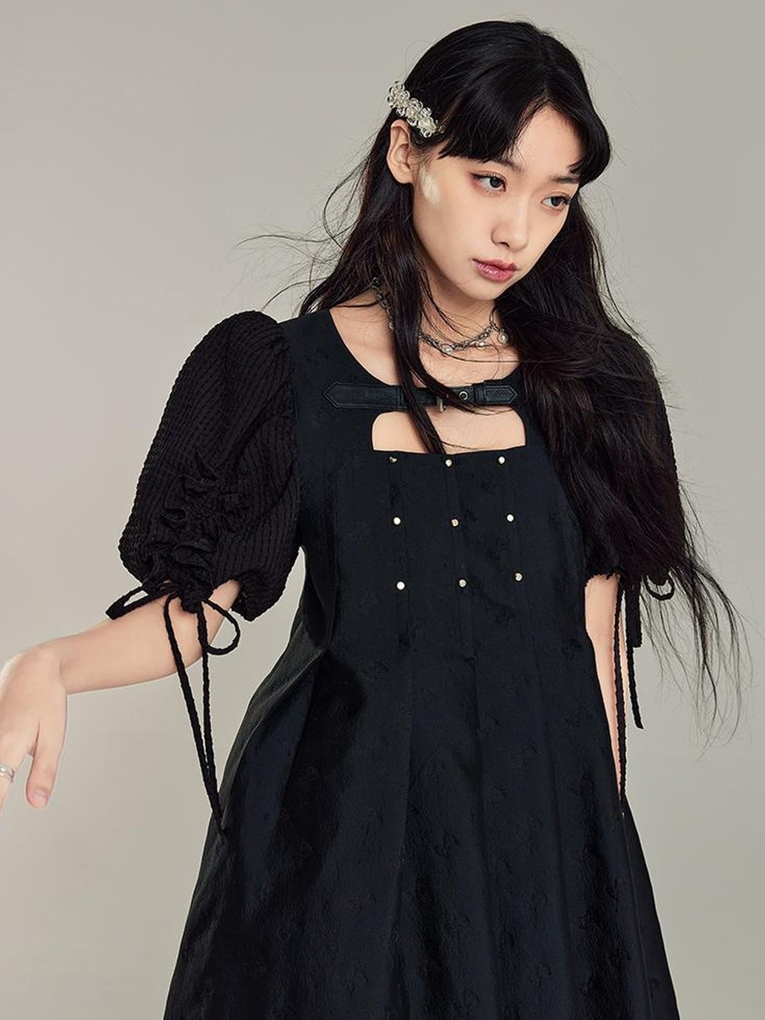 Elegant Qipao Bubble Sleeve Dress