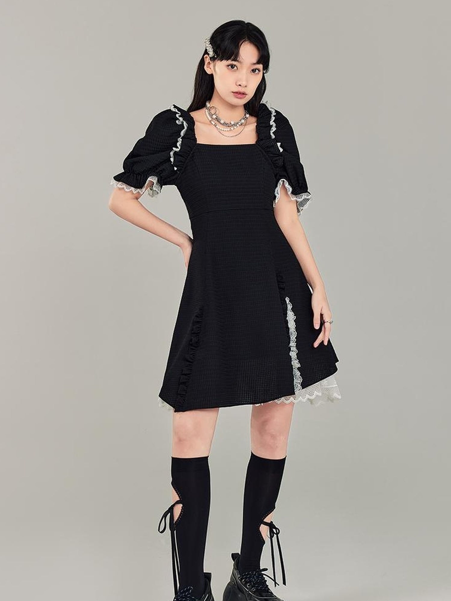 Elegant Qipao Bubble Sleeve Dress