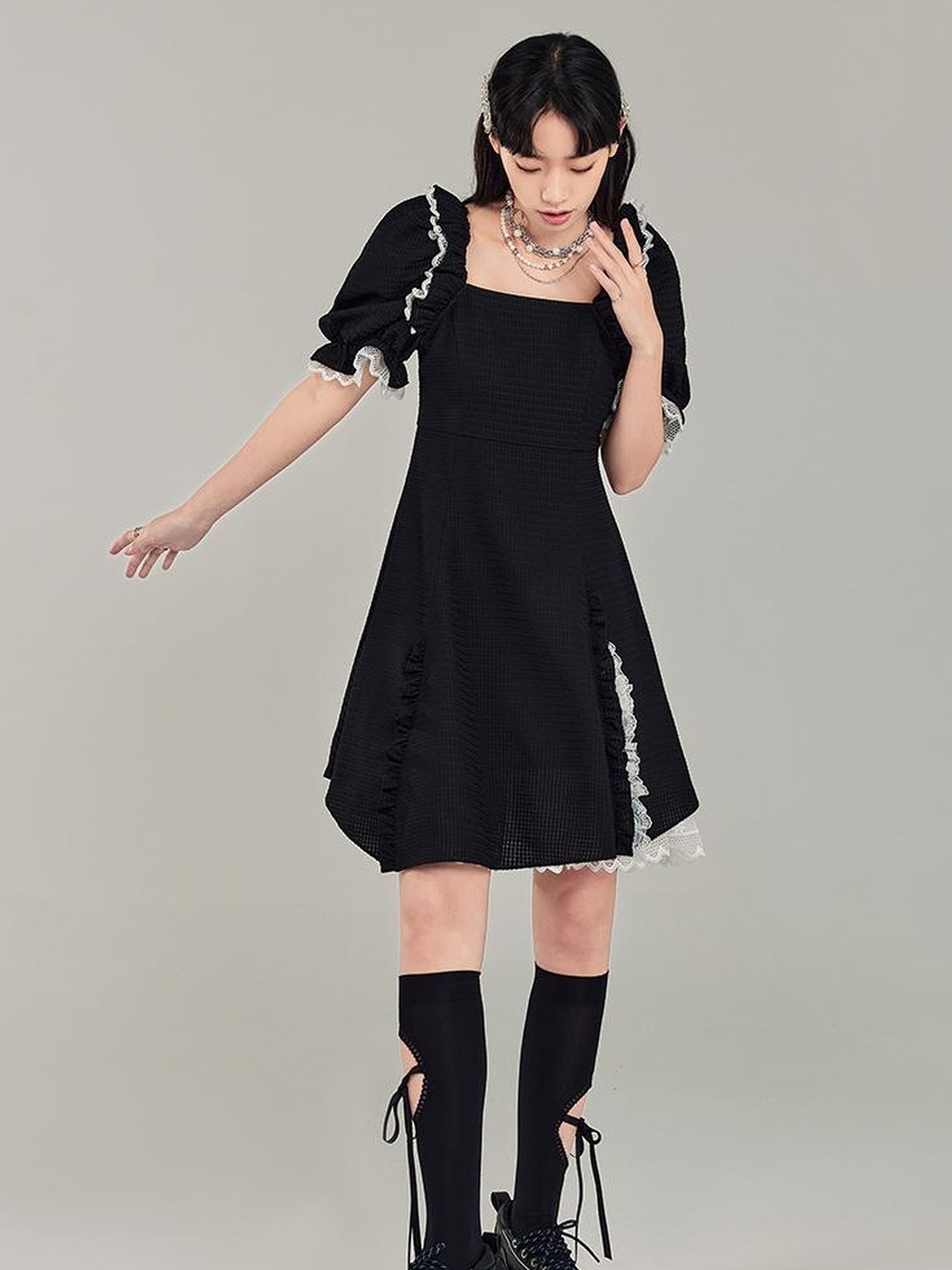 Elegant Qipao Bubble Sleeve Dress