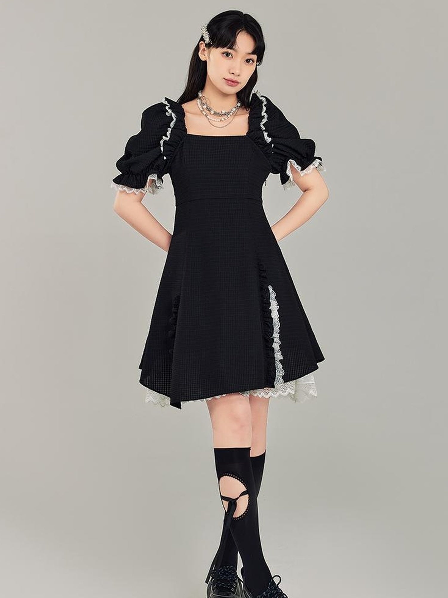 Elegant Qipao Bubble Sleeve Dress