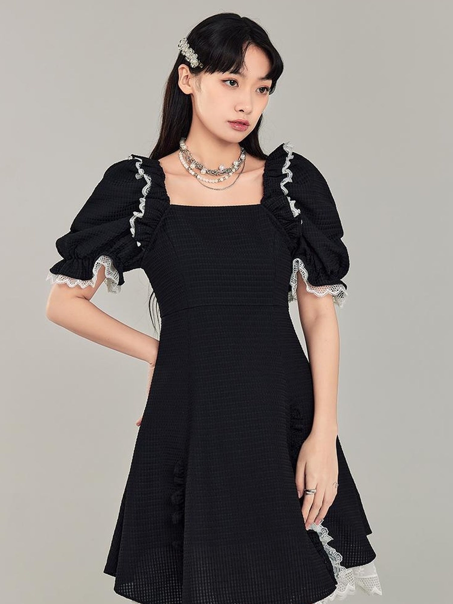 Elegant Qipao Bubble Sleeve Dress