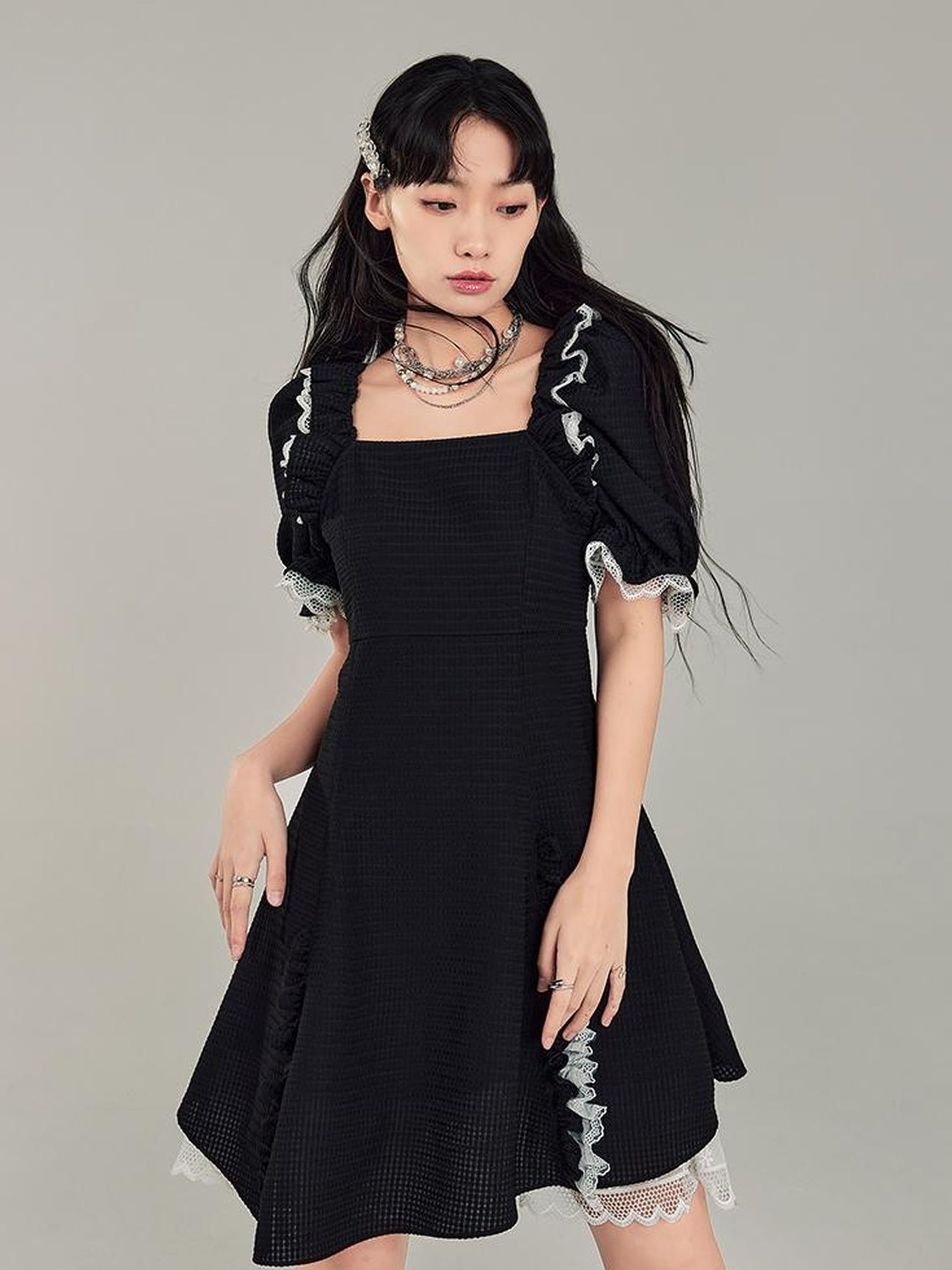 Elegant Qipao Bubble Sleeve Dress