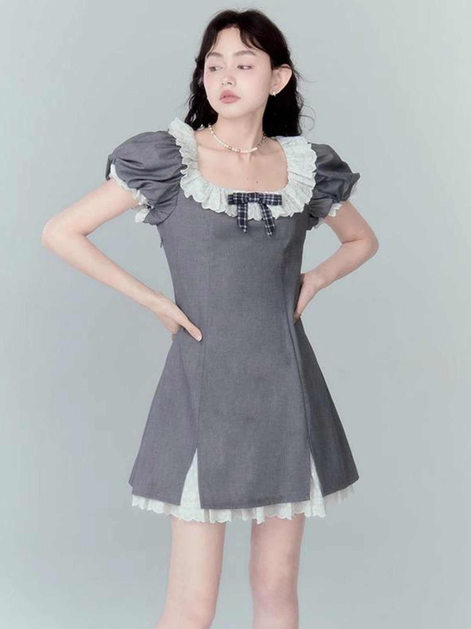 Elegant Qipao Bubble Sleeve Dress