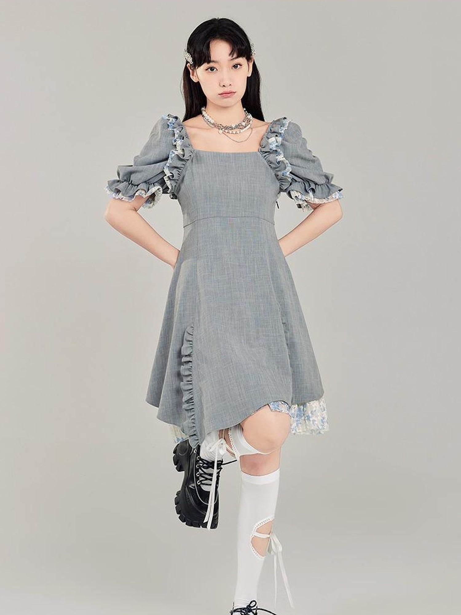 Elegant Qipao Bubble Sleeve Dress