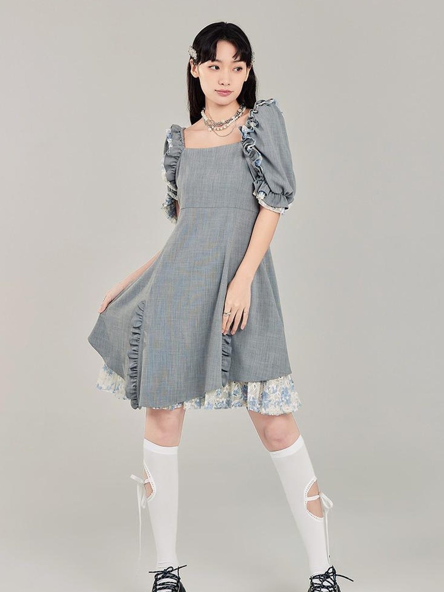Elegant Qipao Bubble Sleeve Dress