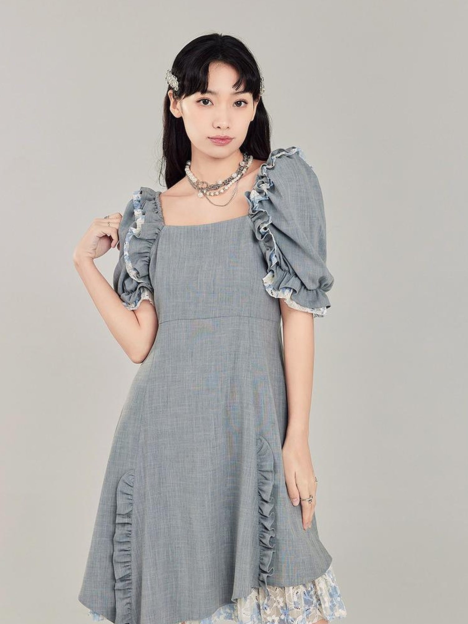 Elegant Qipao Bubble Sleeve Dress