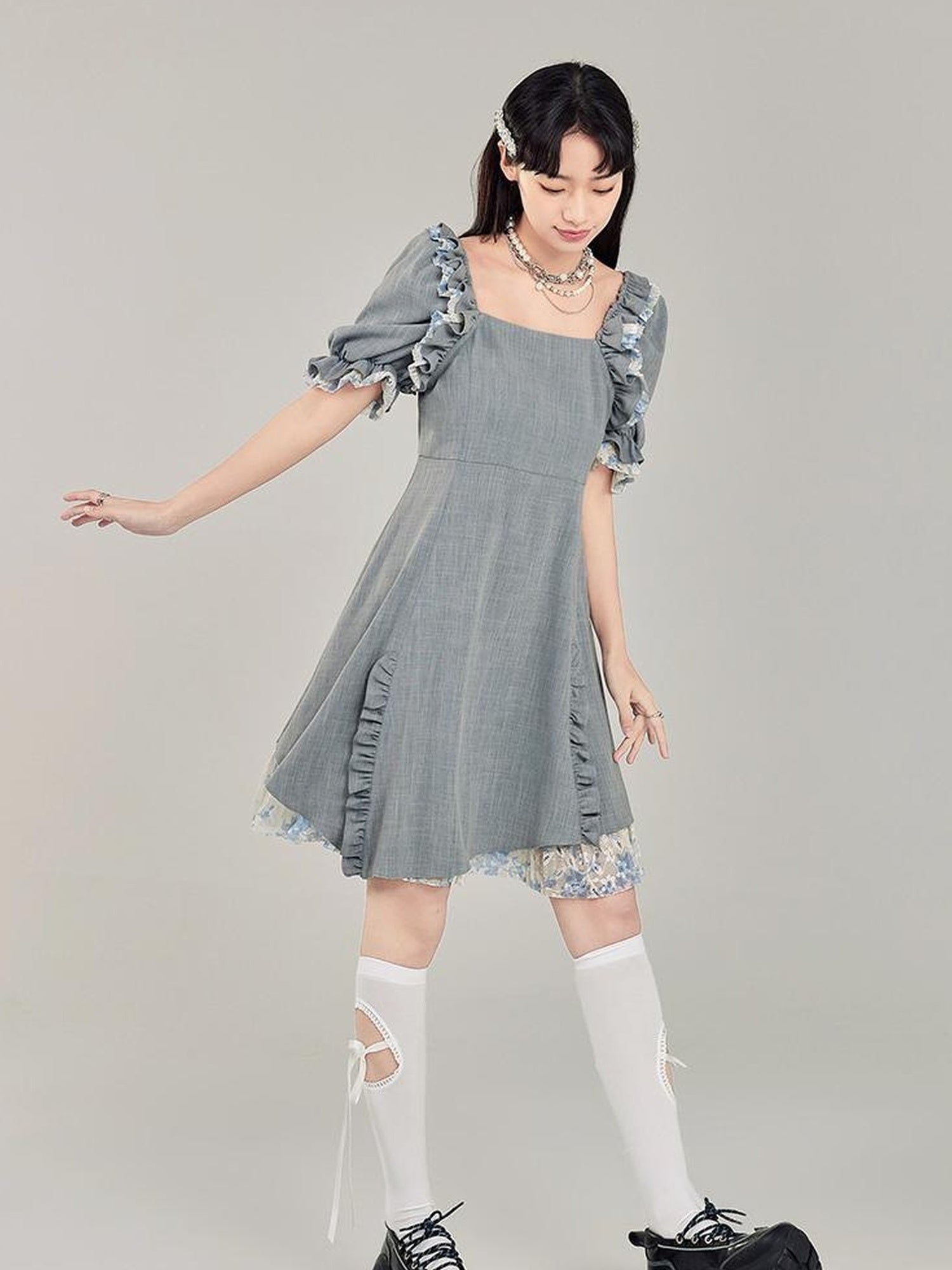 Elegant Qipao Bubble Sleeve Dress