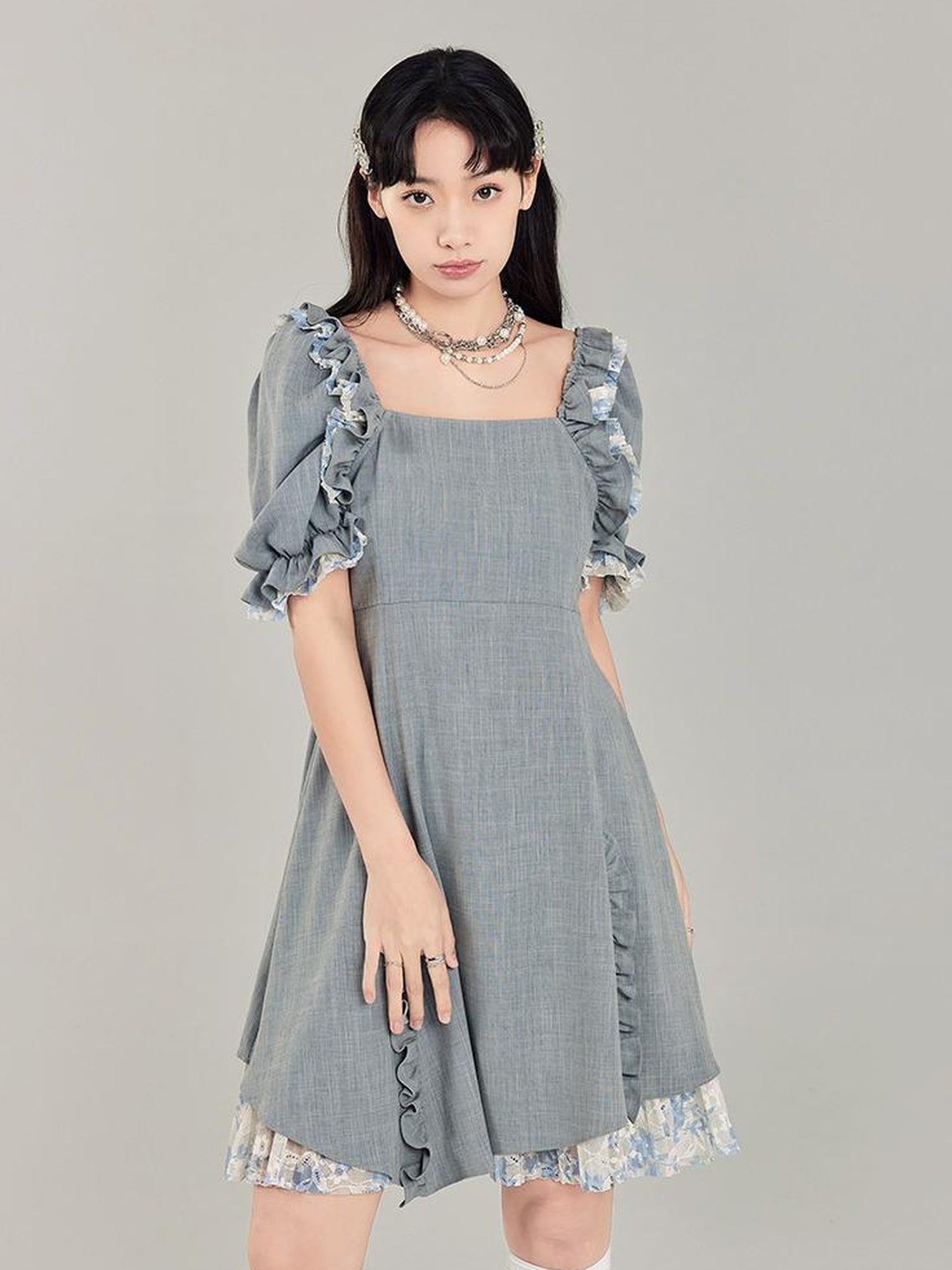 Elegant Qipao Bubble Sleeve Dress
