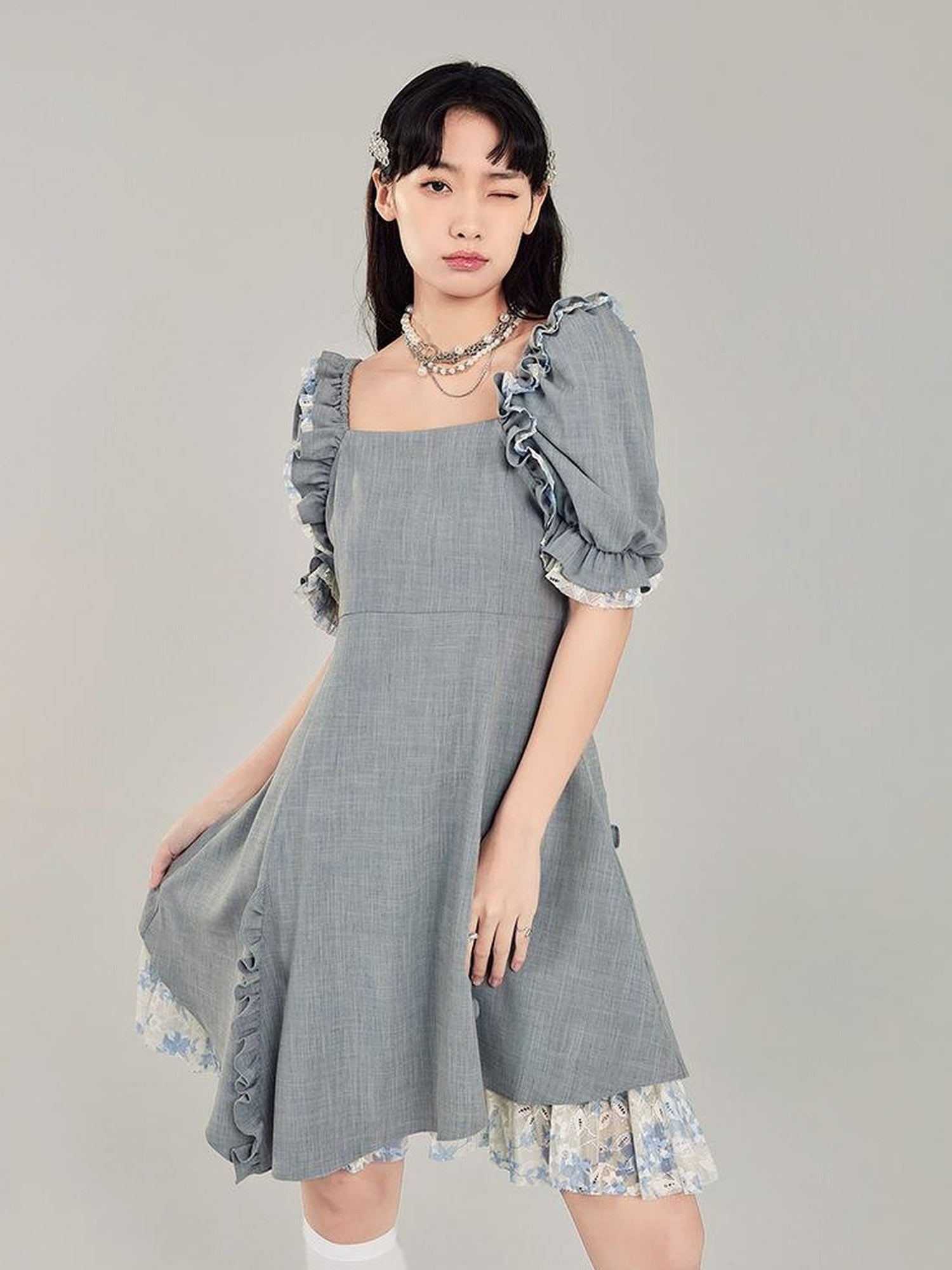 Elegant Qipao Bubble Sleeve Dress