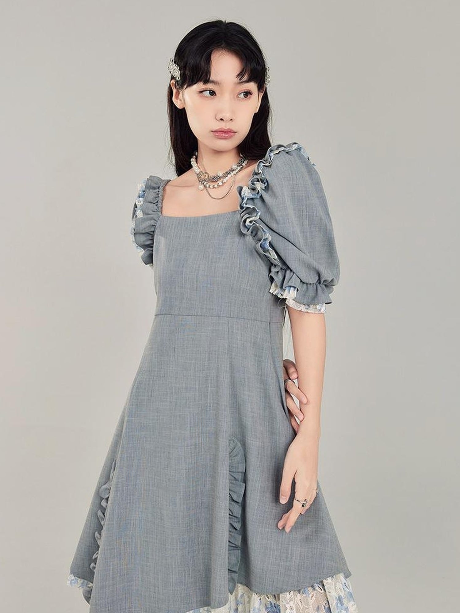 Elegant Qipao Bubble Sleeve Dress