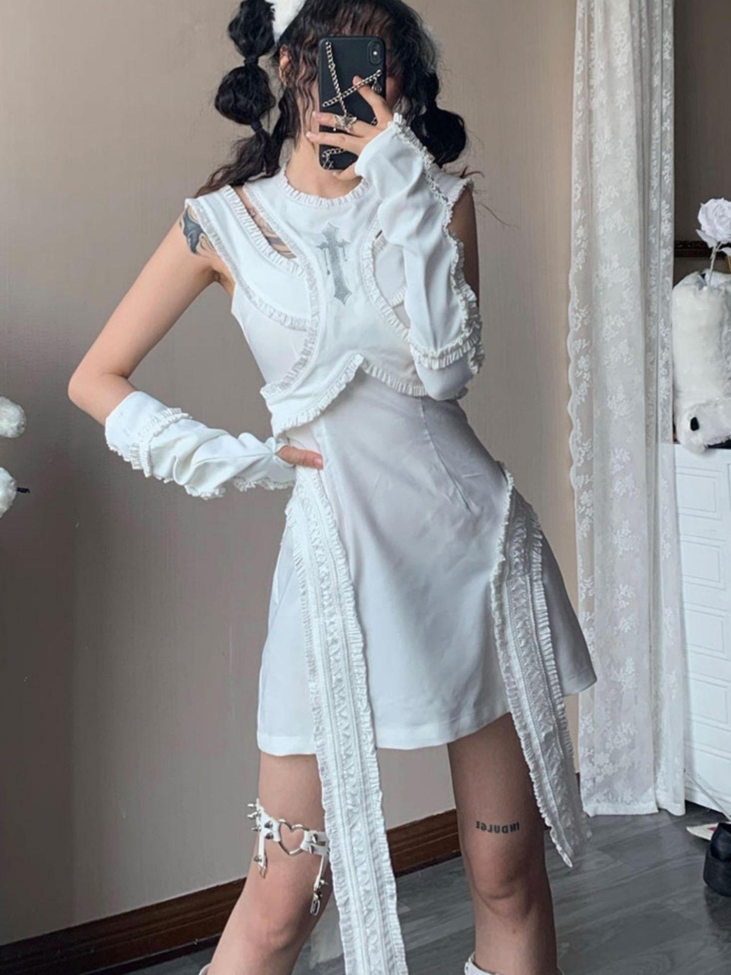 WSW WUSHENWU Elegant Satin Slit Dress SML Low Iron Hand Wash