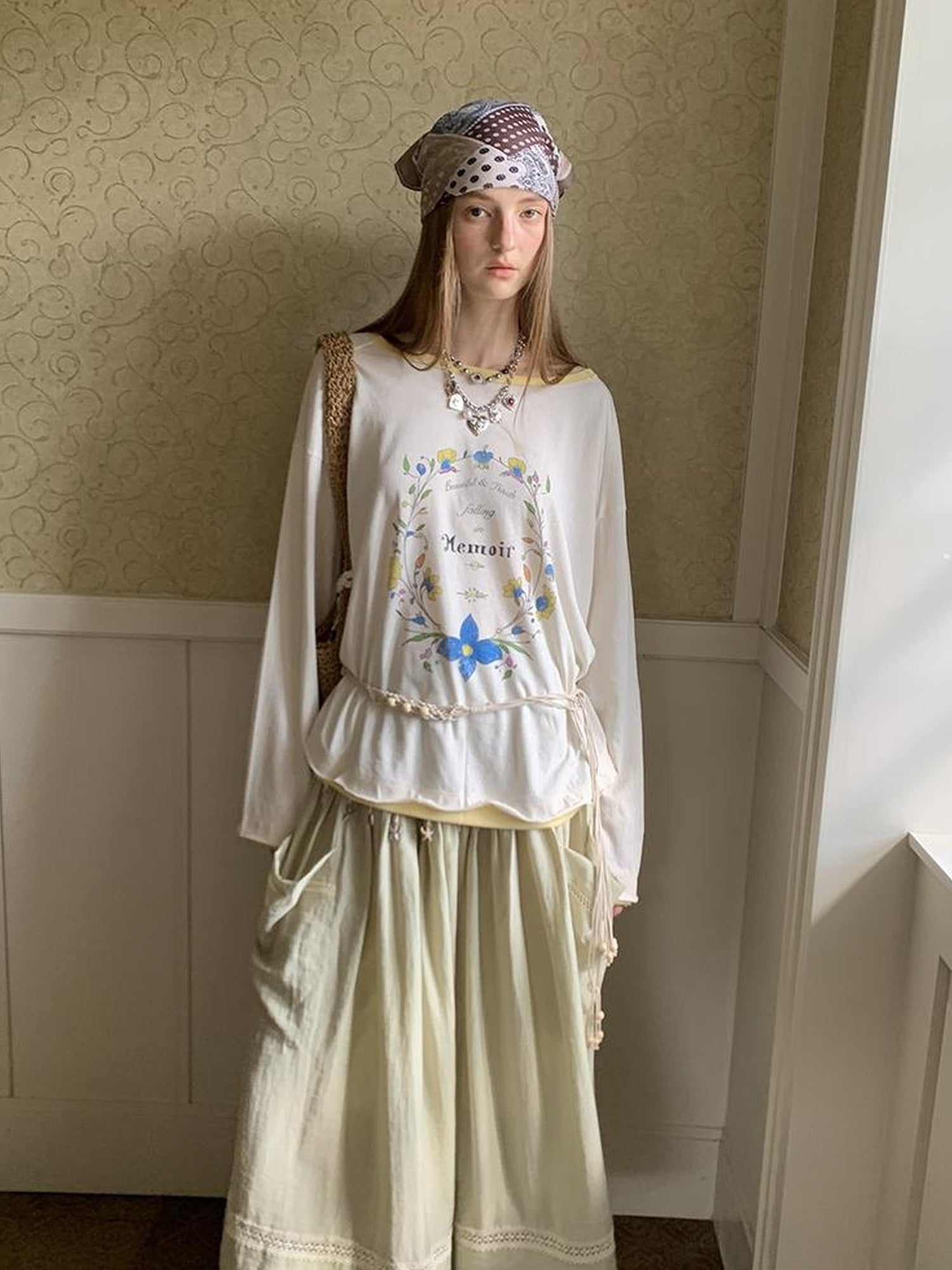 DIDDI MODA Elegant Shell Tie Puff Skirt With Pockets