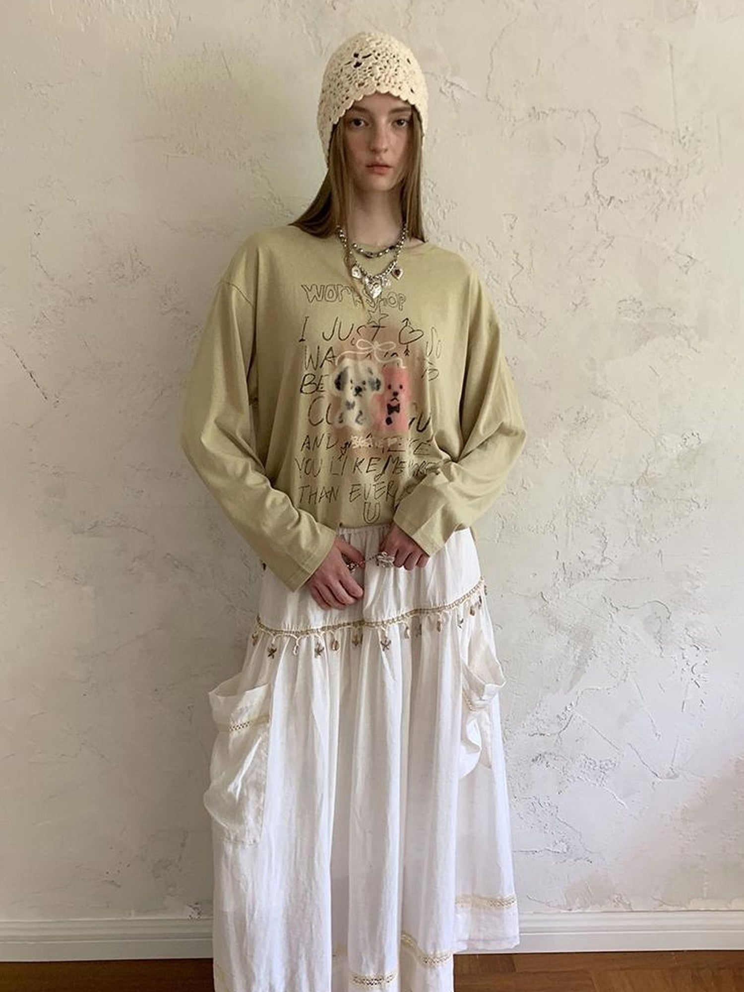 DIDDI MODA Elegant Shell Tie Puff Skirt With Pockets