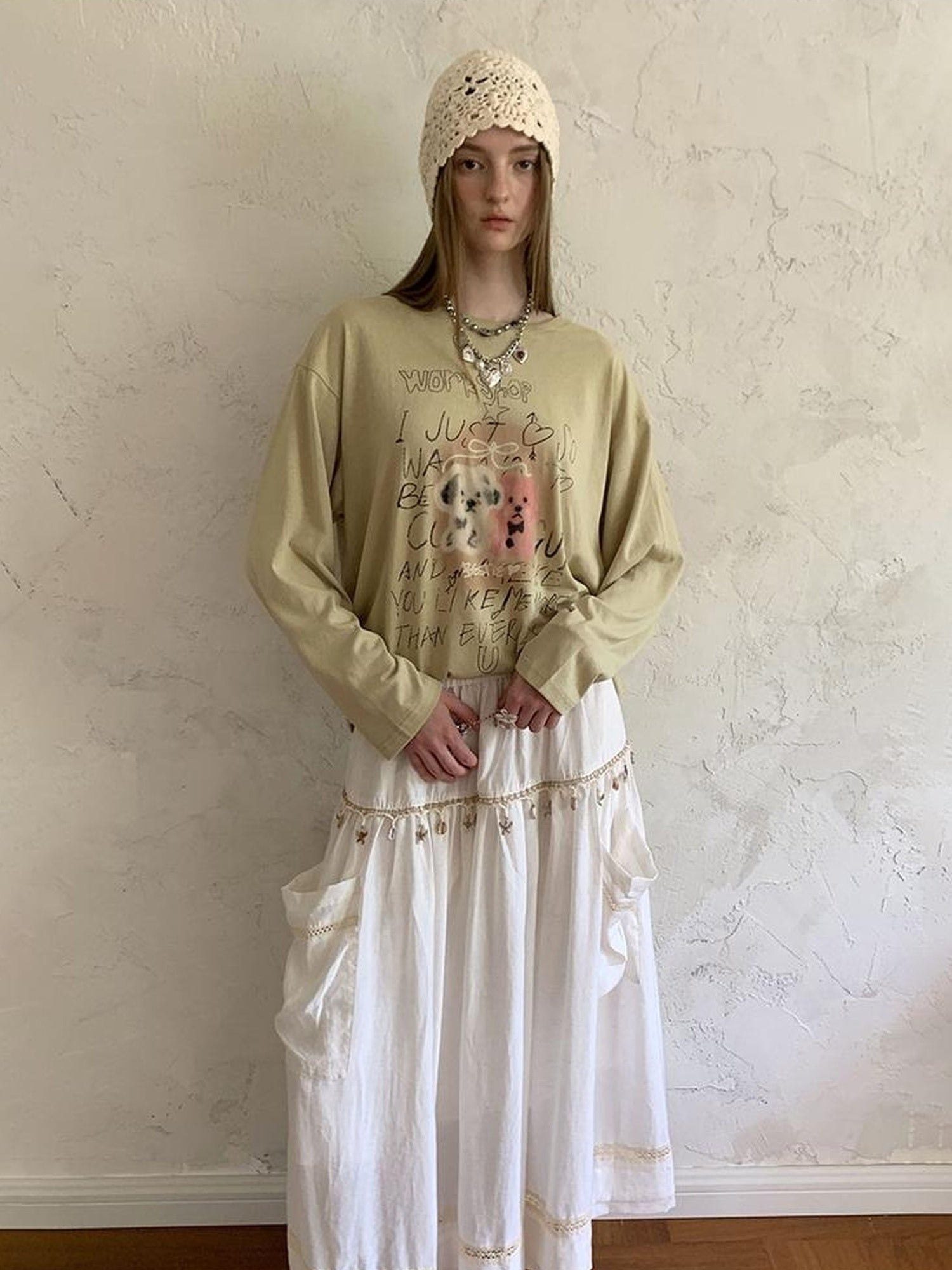 DIDDI MODA Elegant Shell Tie Puff Skirt With Pockets