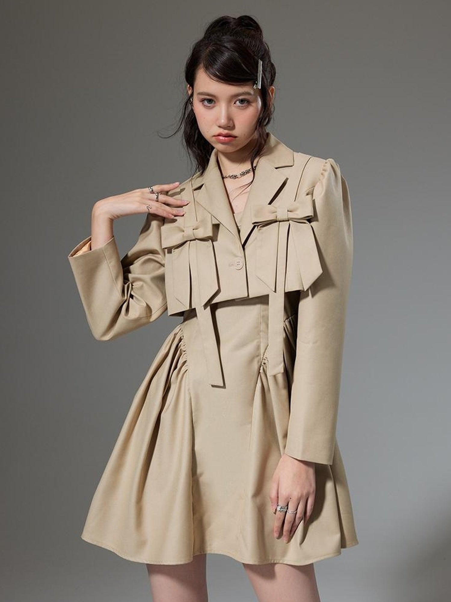 DIDDI MODA Elegant Short Blazer Slip Dress Set