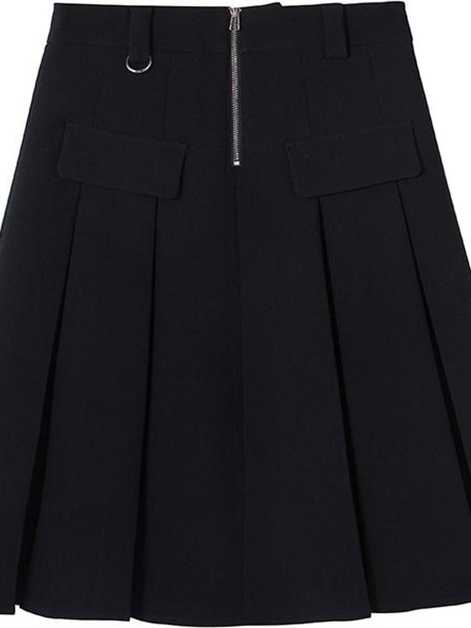 DIDDI MODA Elegant Silver Zip White Midi Pleated Skirt